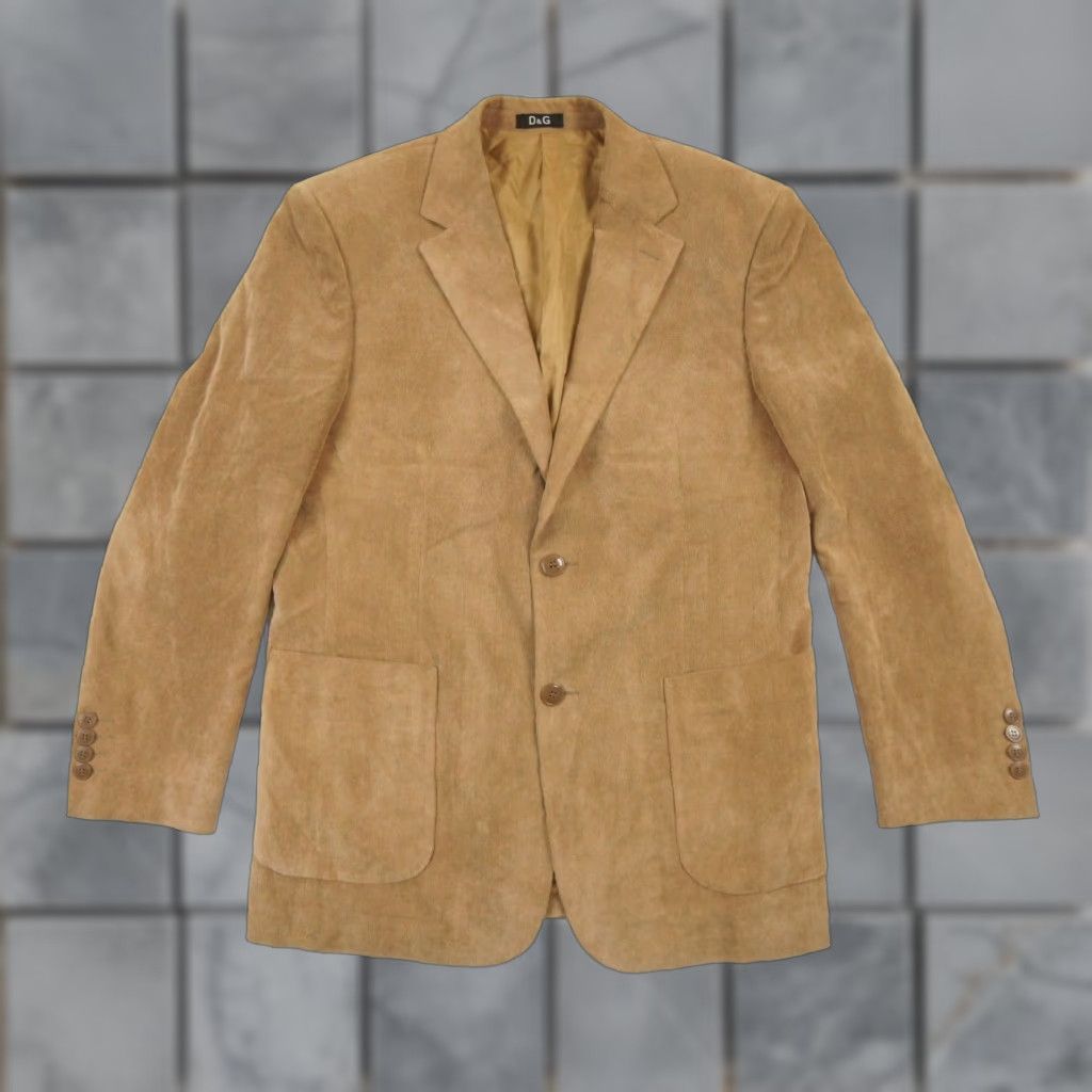 Dolce & Gabbana VINTAGE Dolce & Gabbana Blazer Men 52 Brown Wool Micro Corduroy Mid-Length Preppy Size 52R - 1 Thumbnail