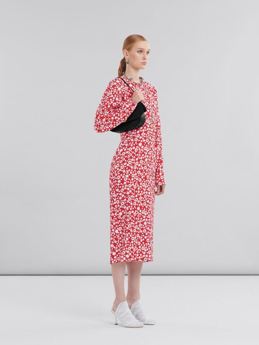 Marni o1f1d3z0326 Floral-Print Midi Dress in White/Red Size XL / US 12-14 / IT 48-50 - 6 Thumbnail