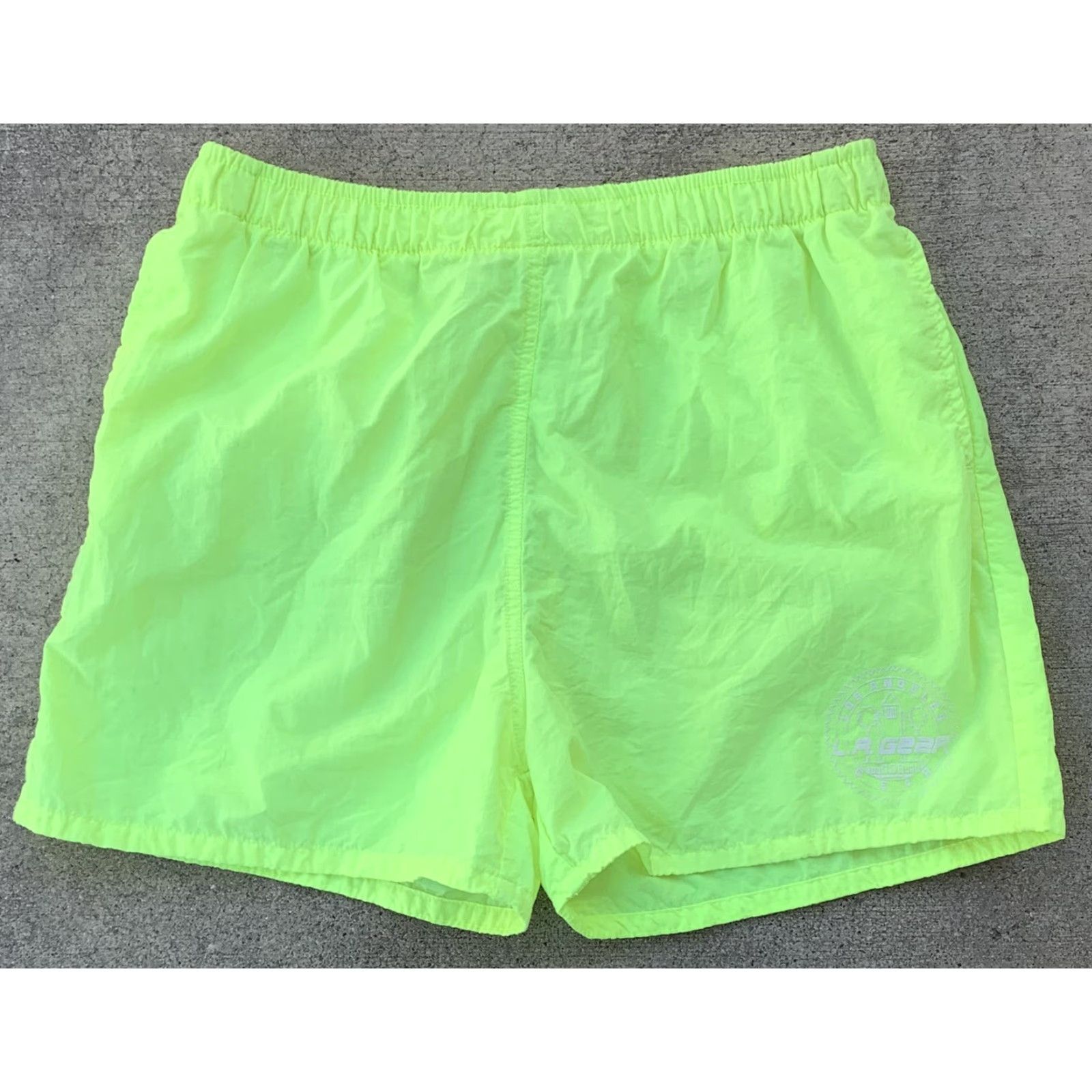 La Gear VINTAGE LA GEAR shorts neon yellow nylon windbreaker fabric size M Size US 31 - 7 Thumbnail