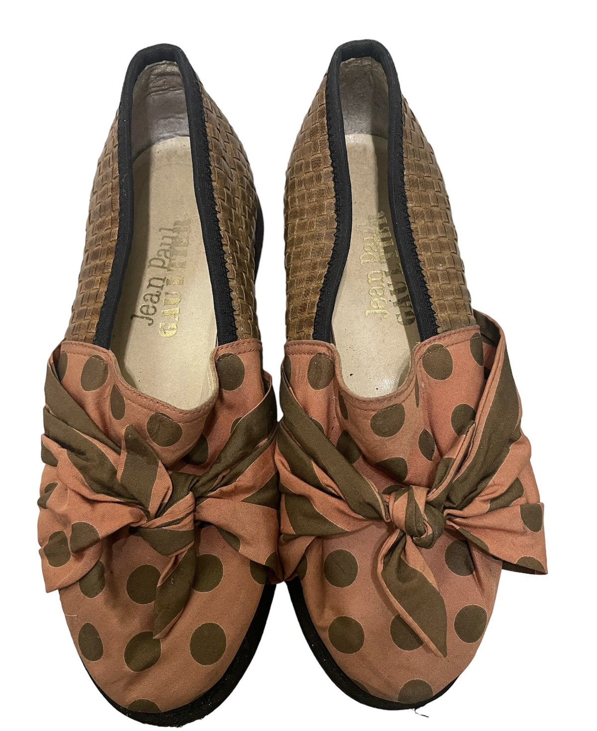 Jean Paul Gaultier JPG Distinctive Woven With Polka Dot Fabric Bow Flat Shoes Size US 8 / IT 38 - 1 Thumbnail