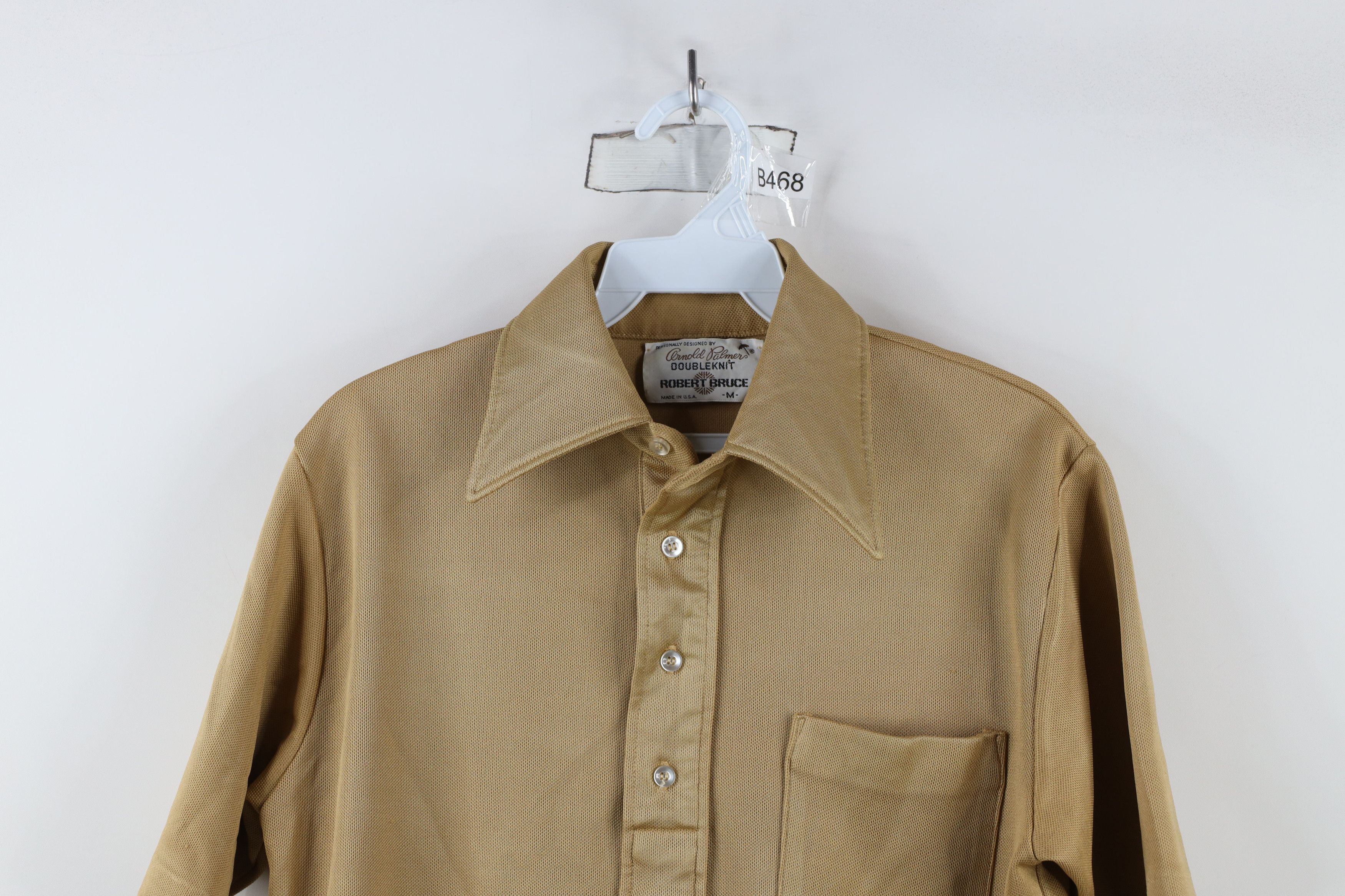 Vintage Vintage 60s 70s Streetwear Knit Collared Polo Shirt Gold USA Size US M / EU 48-50 / 2 - 2 Thumbnail