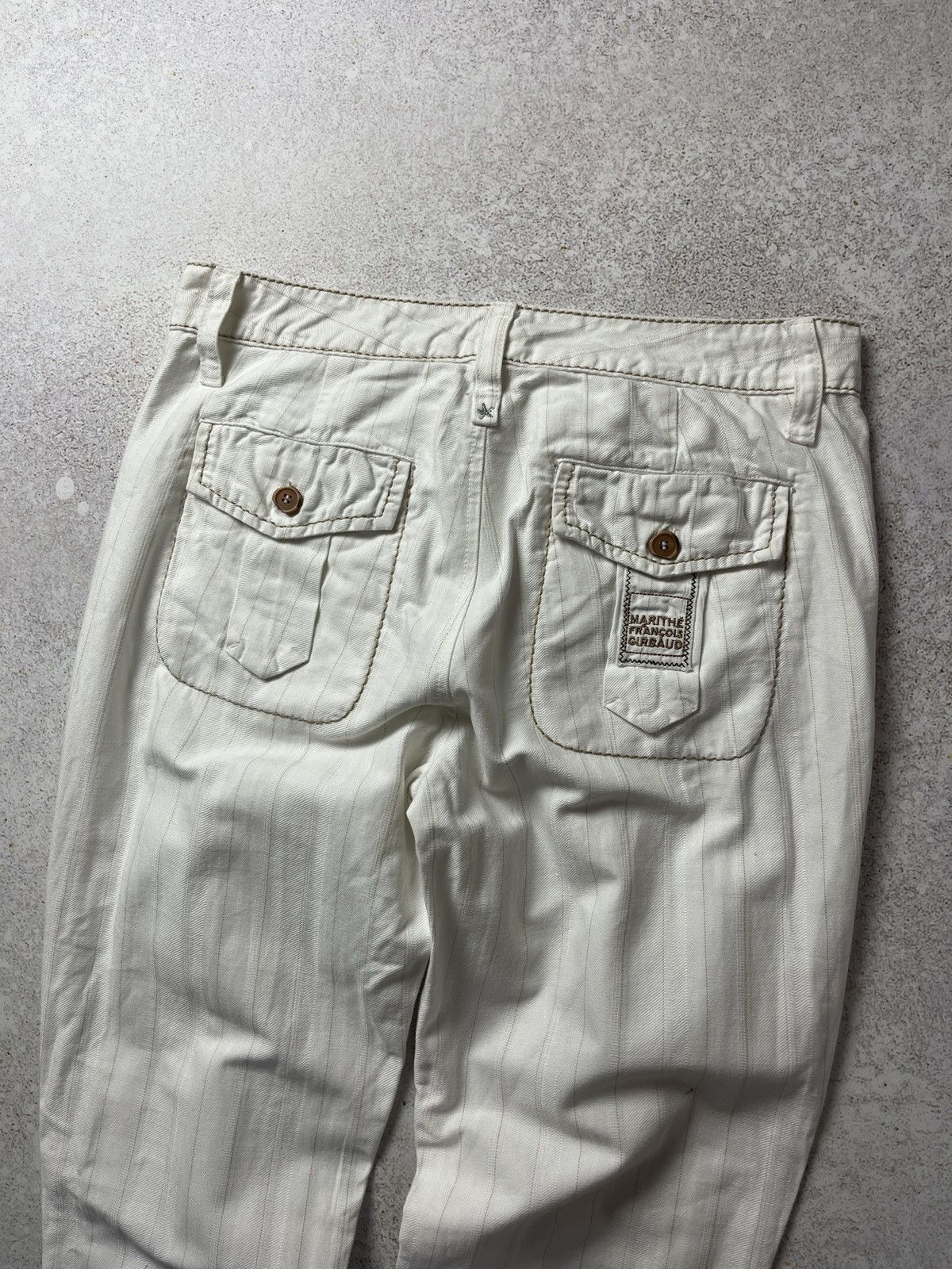 Marithe + Francois Girbaud Vintage Marithe Francois Girbaud White Striped Jeans Size US 29 - 3 Thumbnail