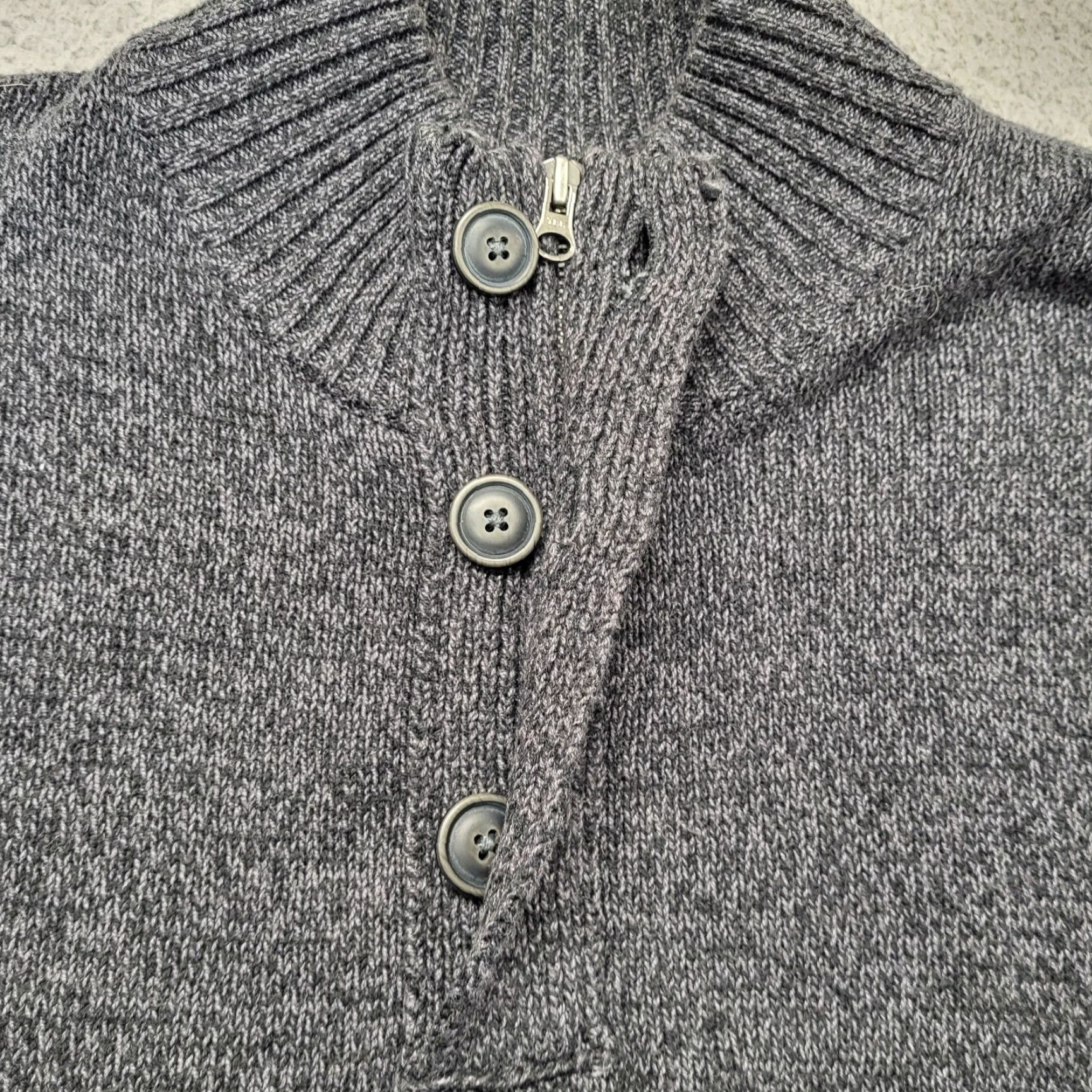 Vintage URBAN PIPELINE Men Large Heathered Black Gray Mock Neck Sweater Button Zip EUC Size US L / EU 52-54 / 3 - 7 Thumbnail