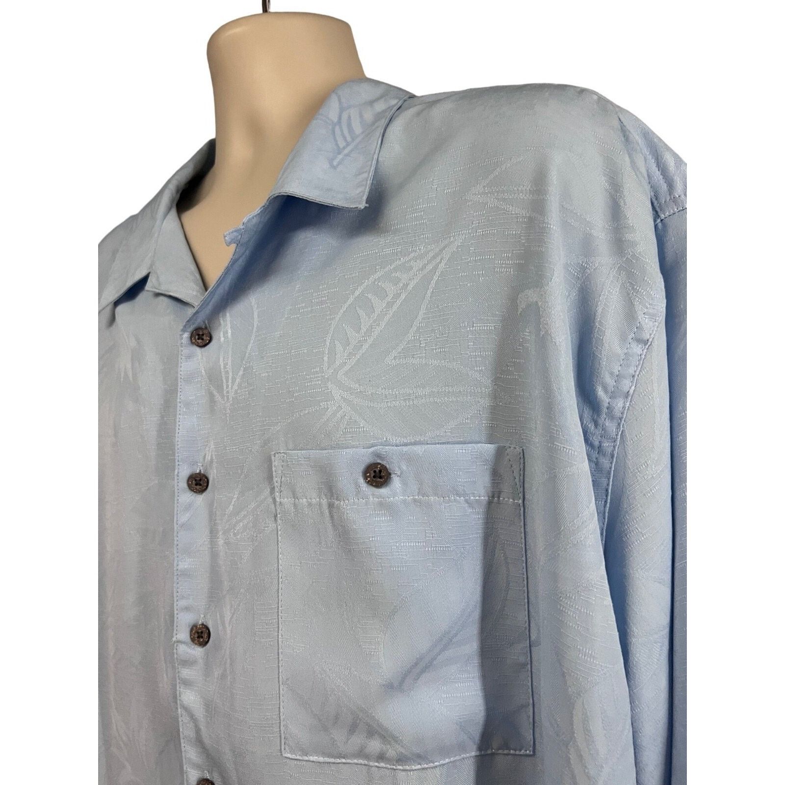 Vintage Blue Suede Hawaiian Floral Button Up Camp Shirt 3XLT Pocket Size US XXL / EU 58 / 5 - 4 Thumbnail