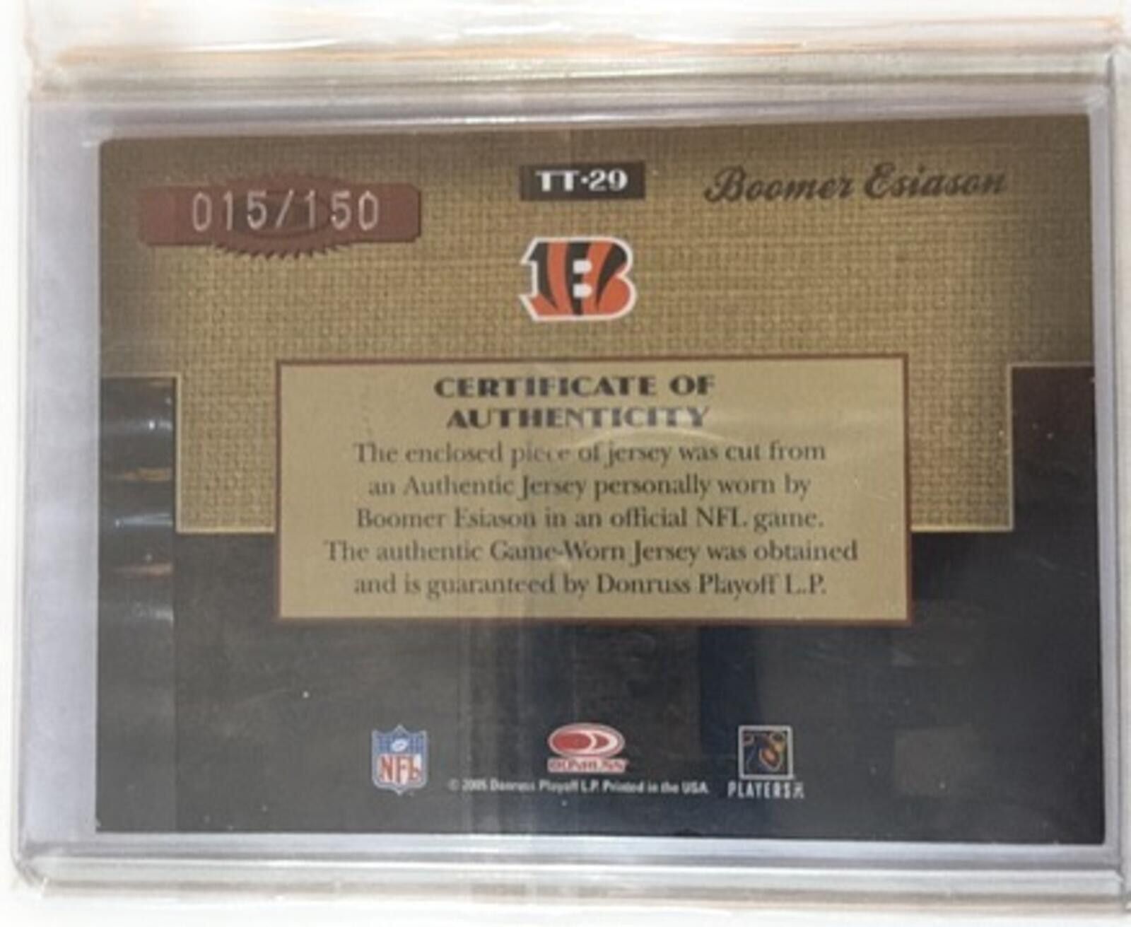 Other 2005 Donruss Elite Throwback Threads Boomer Esiason 15/150 Size ONE SIZE - 2 Thumbnail