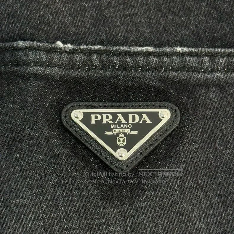 Prada Prada Washed black and gray metal triangle jeans Size US 27 - 8 Thumbnail