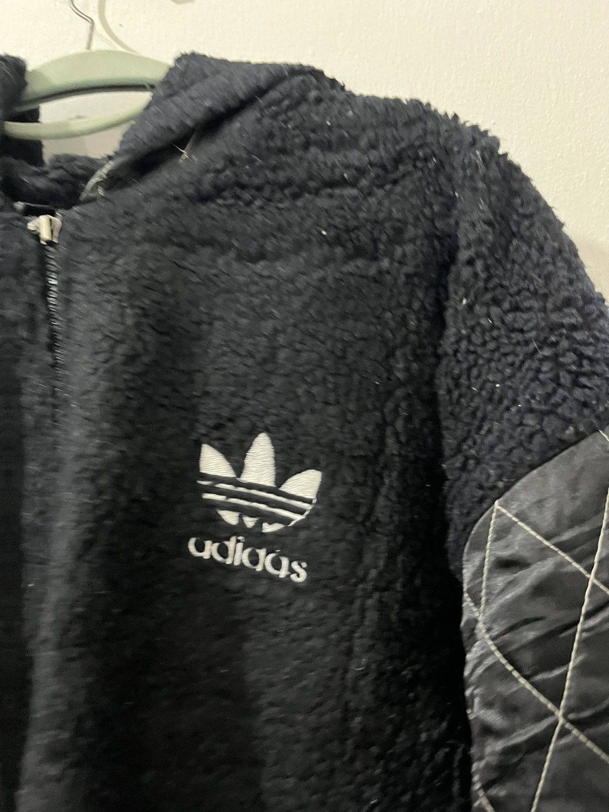 Adidas Rare 90s Adidas Big Logo Black Deep Pile Jackets Size US XL / EU 56 / 4 - 8 Thumbnail