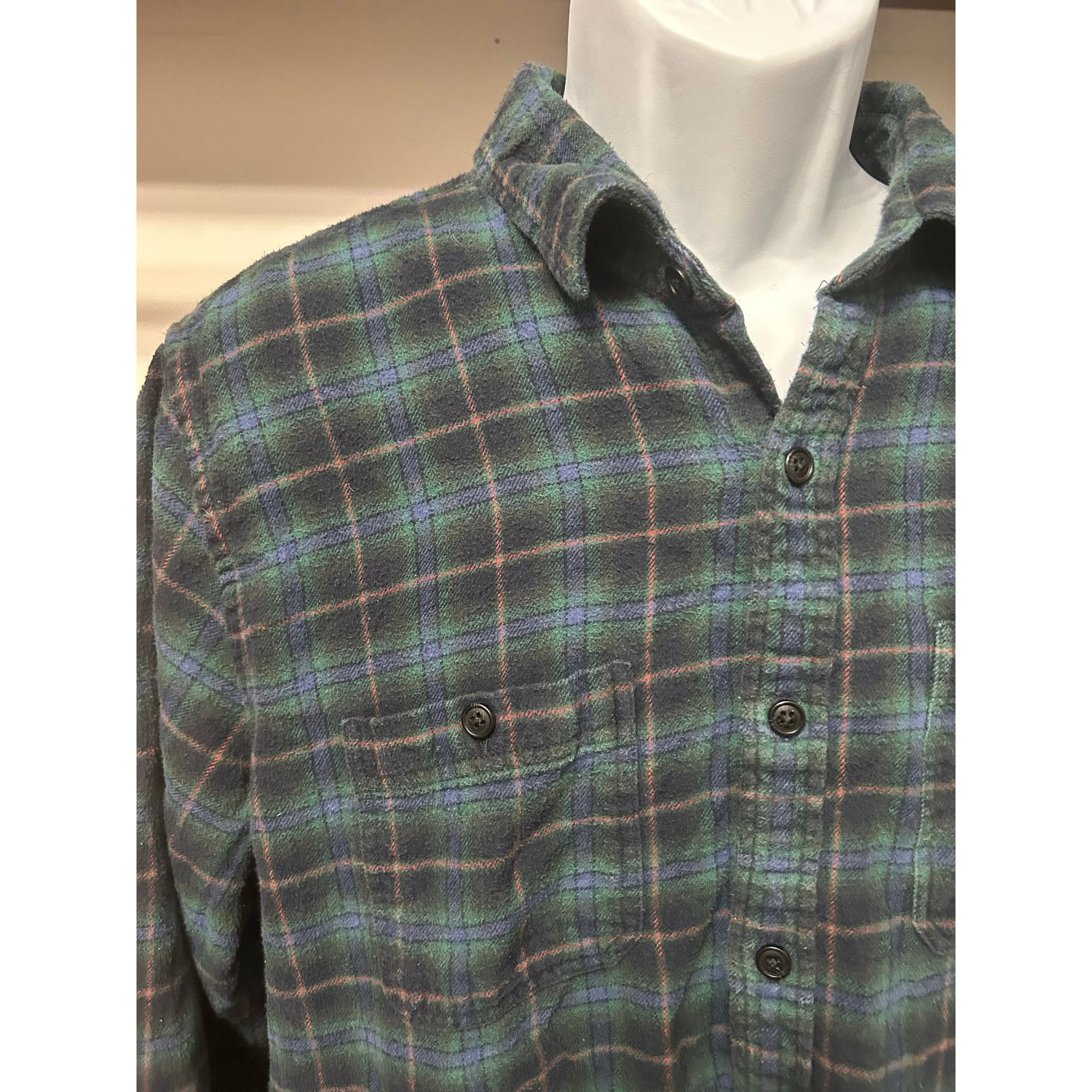 Gap GAP Mens Large Gray Green BlueFlannel Shirt Standard Fit Size US L / EU 52-54 / 3 - 2 Thumbnail