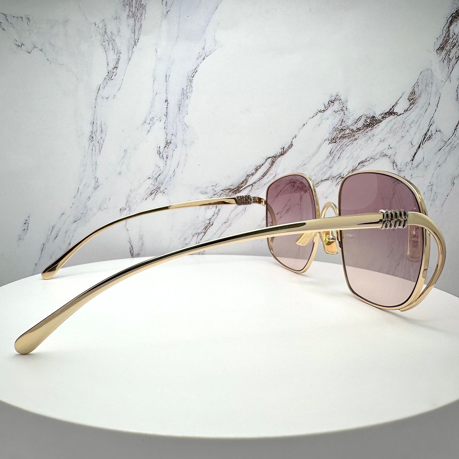 Miu Miu MIU MIU Sunglasses Gold Metal Square Oversized Gradient Lens Size ONE SIZE - 5 Thumbnail