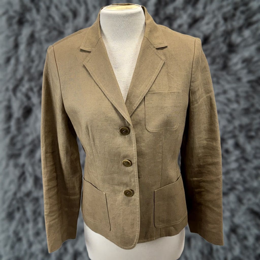 Talbots VINTAGE Talbots Blazer Jacket Women’s 8P Petites Brown 100% Linen Preppy Classic 90s Suit Jacket/Blazer Mens/Girls? Size M / US 6-8 / IT 42-44 - 1 Thumbnail
