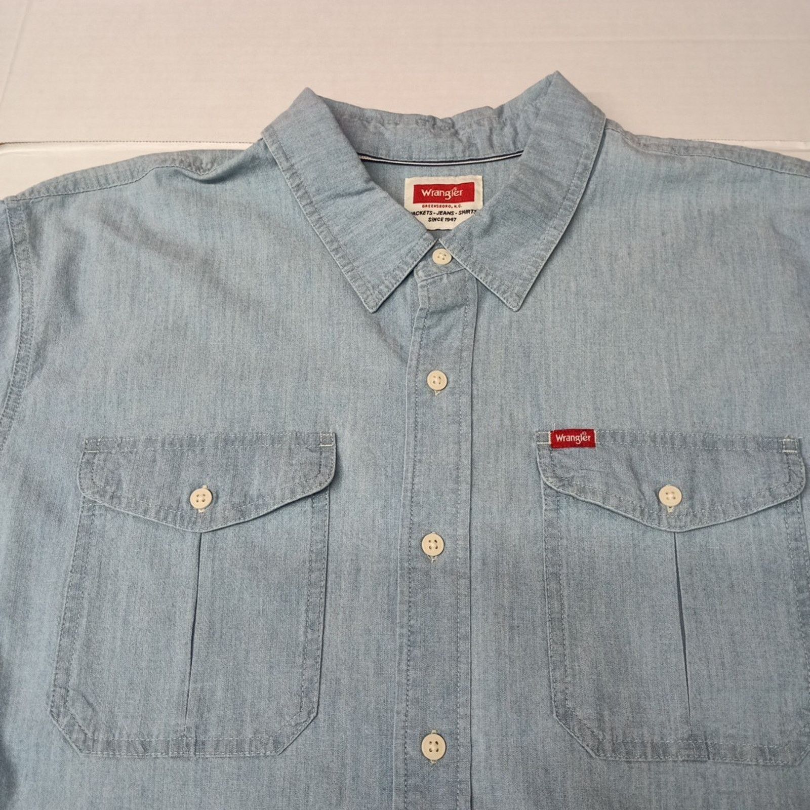 Wrangler Wrangler Men's Relaxed Woven Button Up Shirt Size 2XL Blue Size US XXL / EU 58 / 5 - 2 Thumbnail