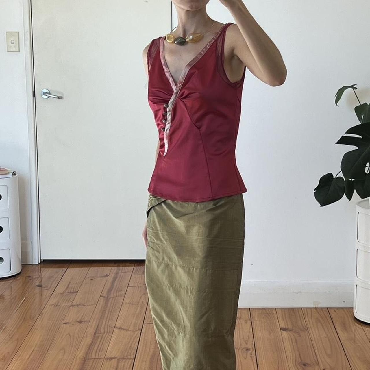 image of Galliano Satin Tailored Sleeveless Top, Women's (Size Medium)