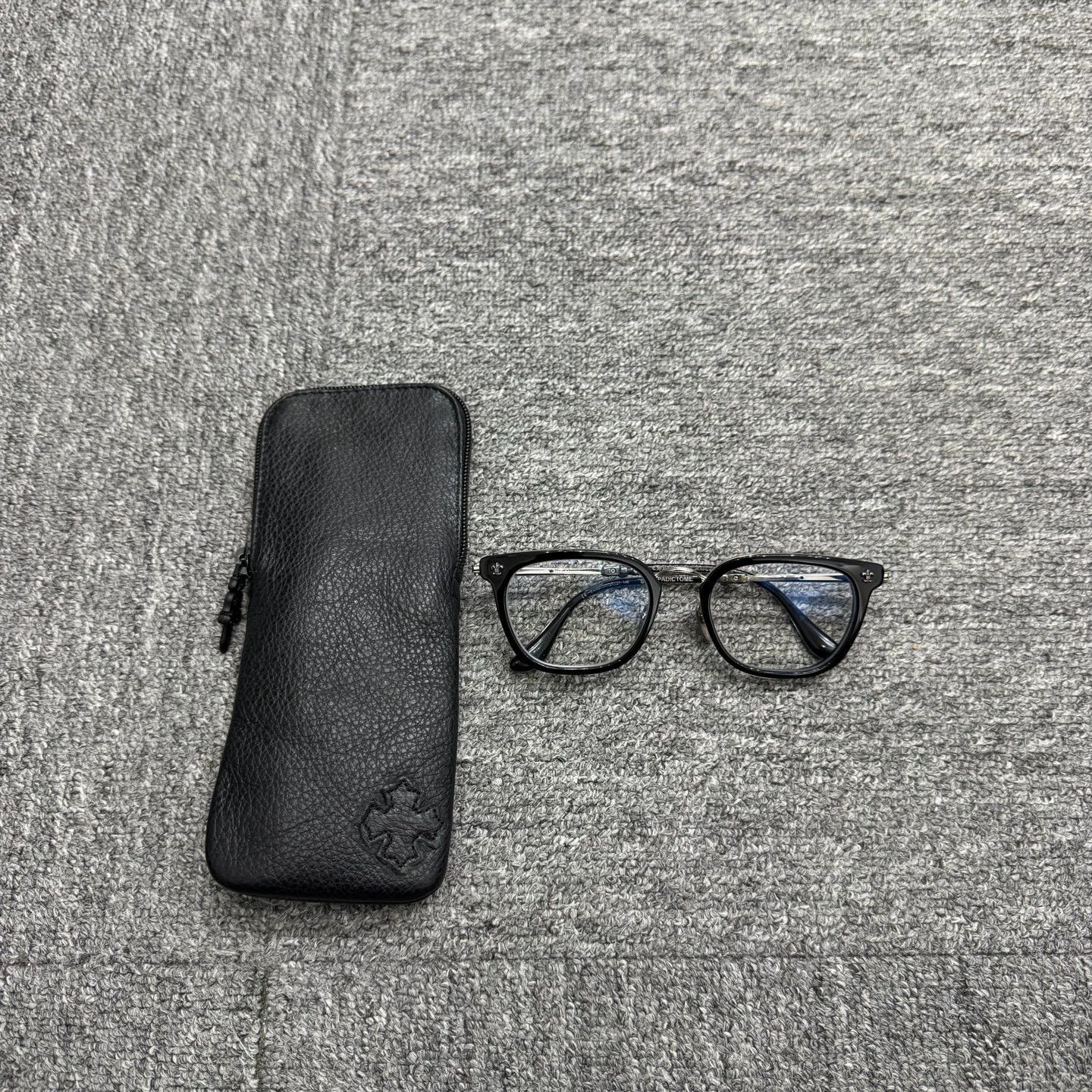 Chrome Hearts Black Rectangular Frame Glasses with Case Size ONE SIZE - 1 Thumbnail