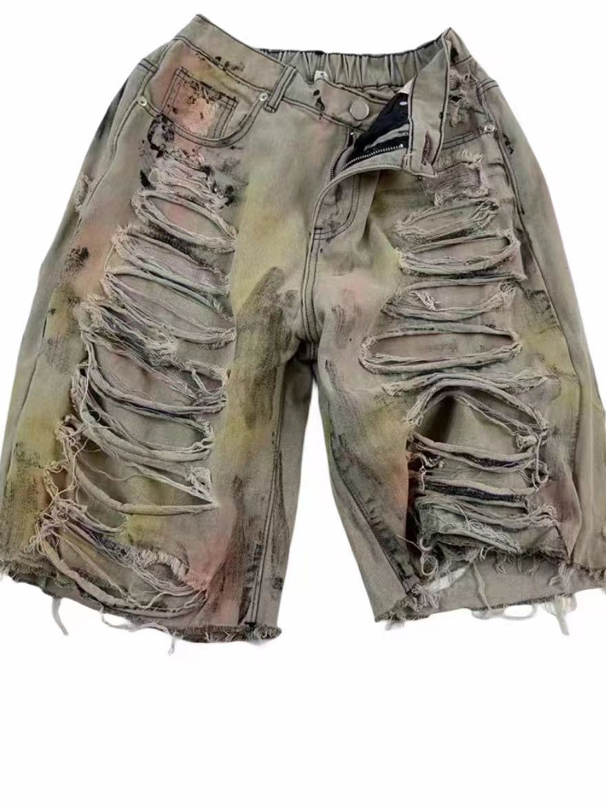 If Six Was Nine Vintage washed street hip-hop ripped denim shorts Size US 30 / EU 46 - 5 Thumbnail