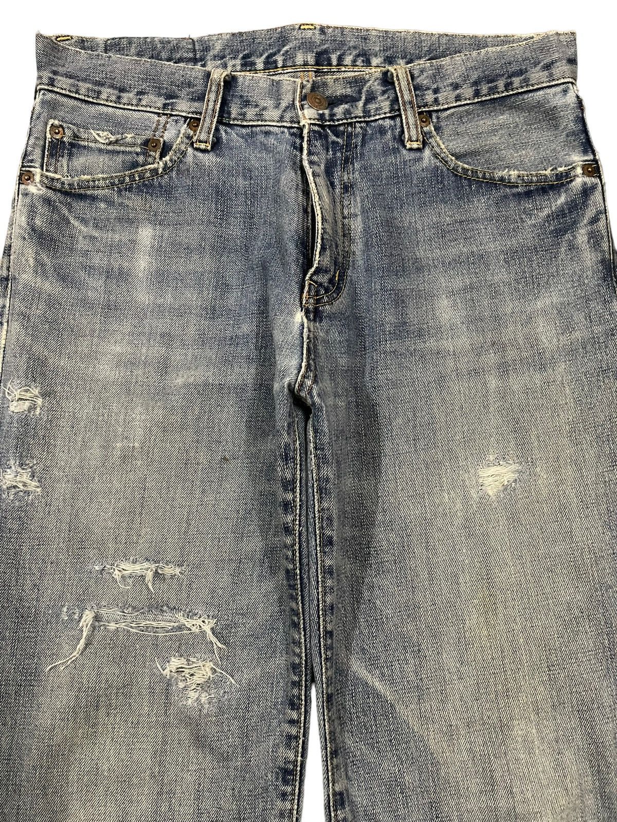 Uniqlo Vintage Japanese Uniqlo Blue Wash Distressed Loose Jeans Size US 32 / EU 48 - 3 Thumbnail