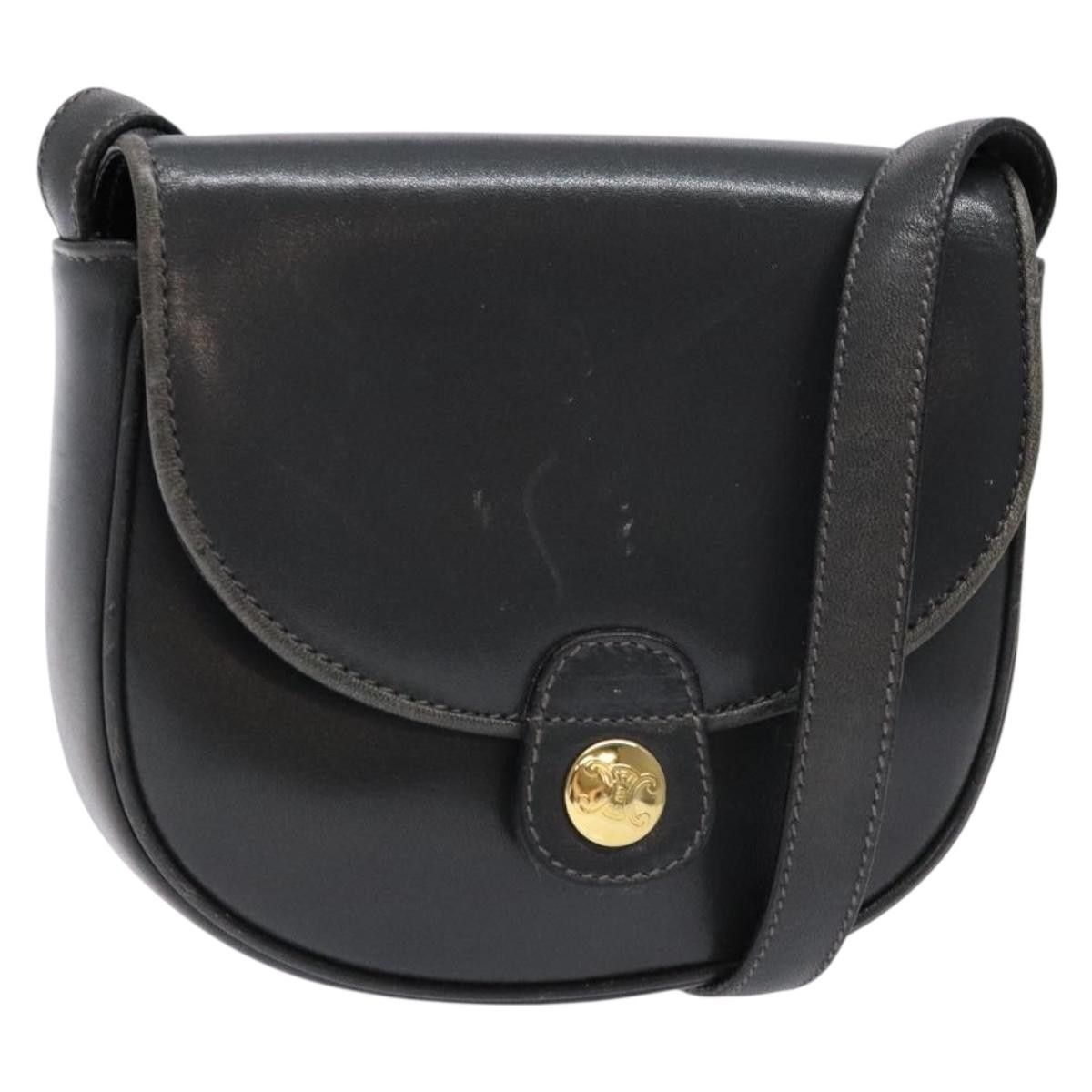 Celine CELINE Shoulder Bag Leather Gray Gold Size ONE SIZE - 1 Thumbnail