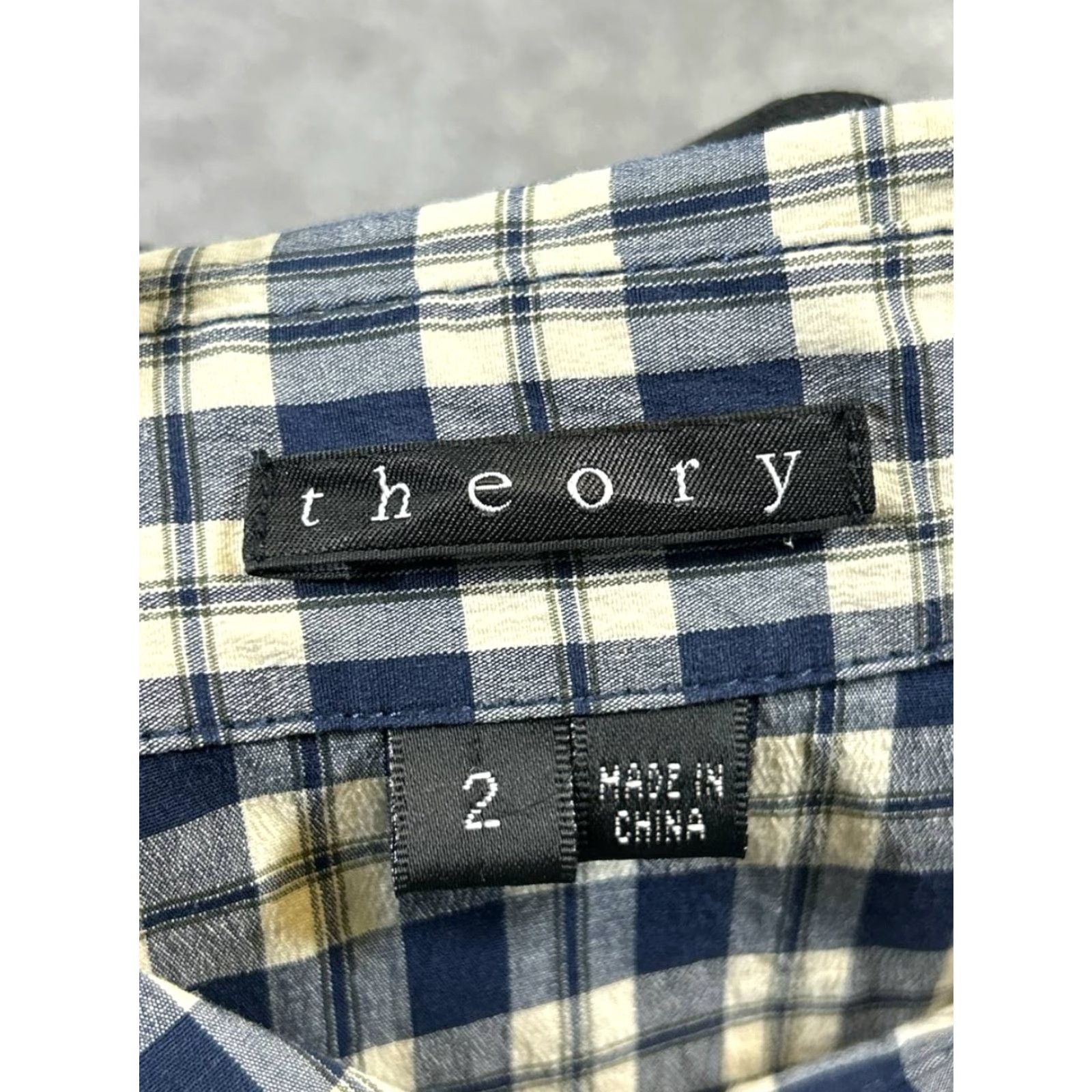 Theory VINTAGE Theory Shirt Dress Women 2 Short Cotton Plaid Collared Button Casual Spring Summer Womens Size XS / US 0-2 / IT 36-38 - 3 Thumbnail