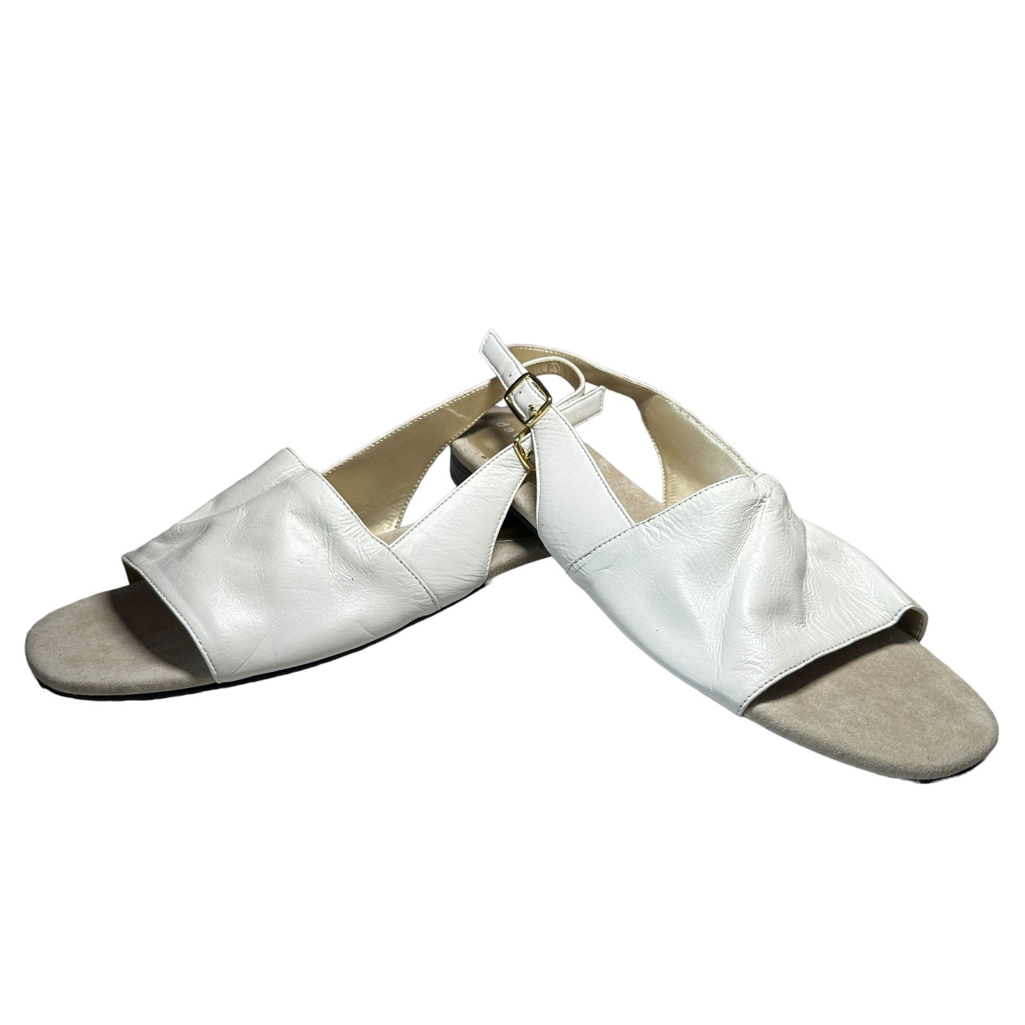 Designer David Tate Soho White Leather Slingback Open Toe Shoes Size US 10 / IT 40 - 4 Thumbnail