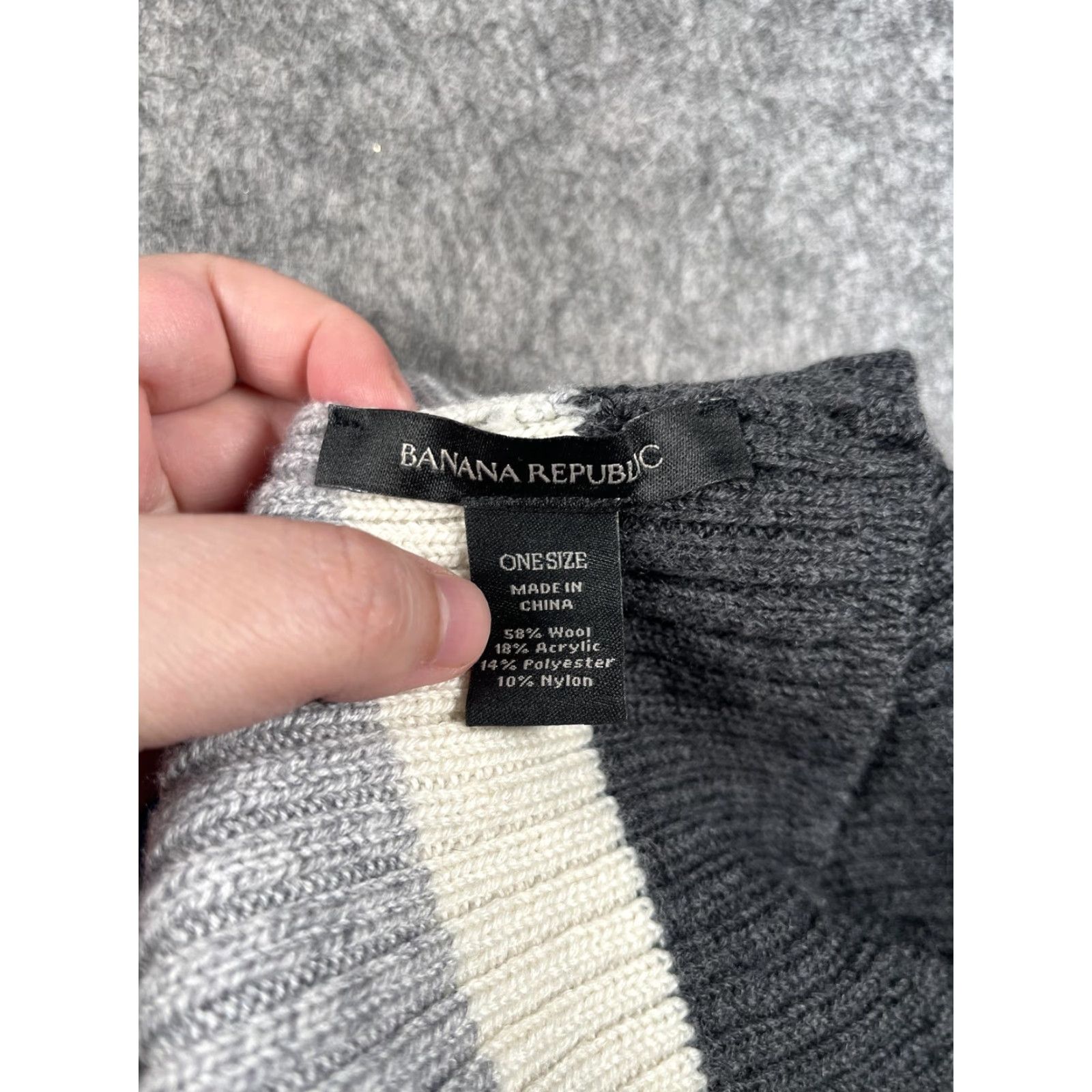 Banana Republic Banana Republic Hat Beanie Mens One Size Gray Striped Rib Knit Winter Casual Size ONE SIZE - 6 Thumbnail