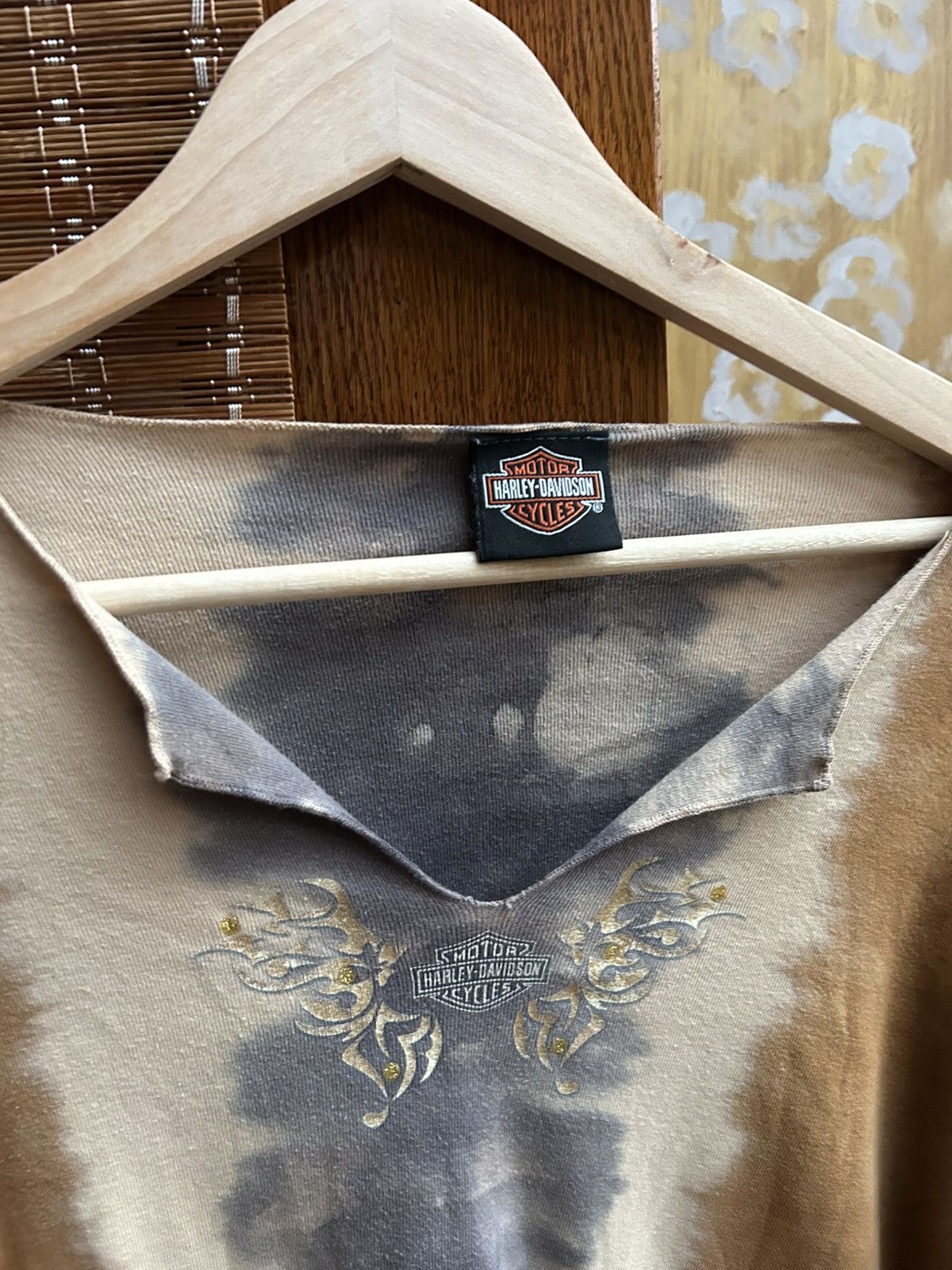 Harley Davidson 90s Harley-Davidson Tie-Dye Butterfly Logo L/S Top Size M / US 6-8 / IT 42-44 - 4 Thumbnail