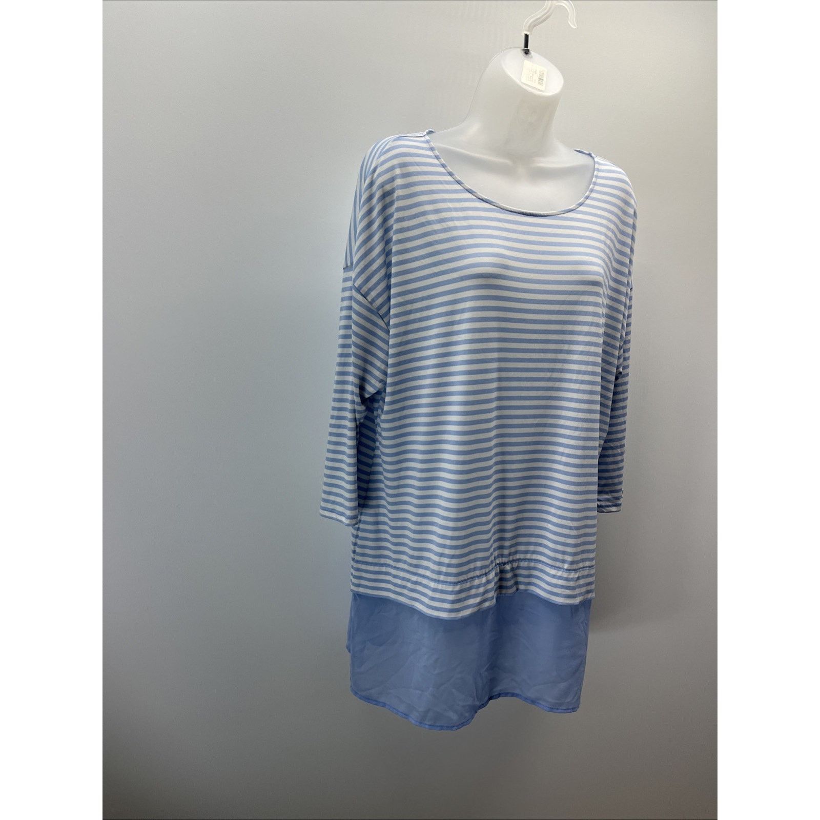 Chicos Chicos Light Blue Stripe 3/4 Sleeve Tunic Top Size 2 Size XS / US 0-2 / IT 36-38 - 2 Thumbnail