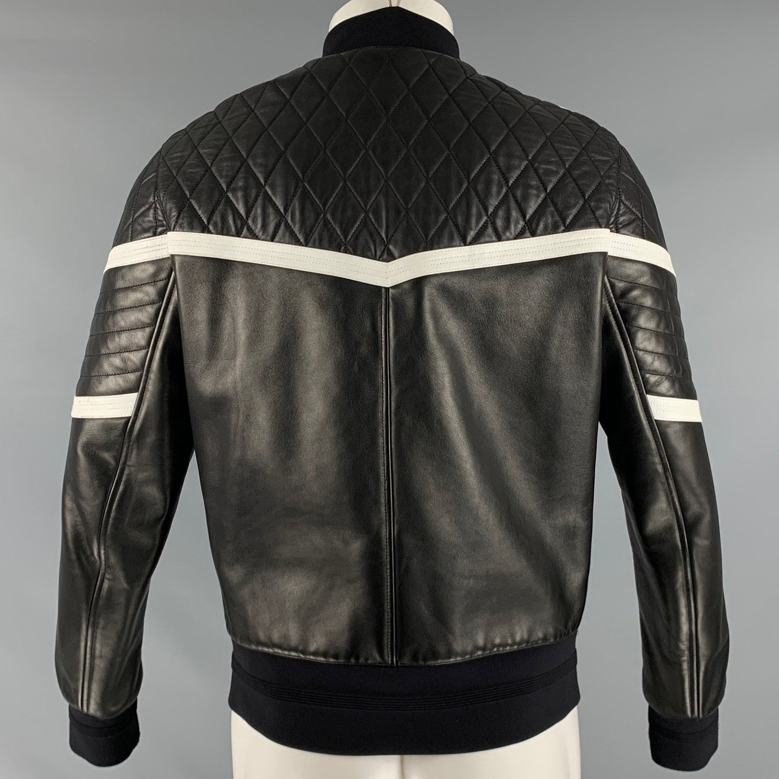 Neil Barrett Size M Black White Quilted Leather Zip Up Jacket Size US M / EU 48-50 / 2 - 3 Thumbnail