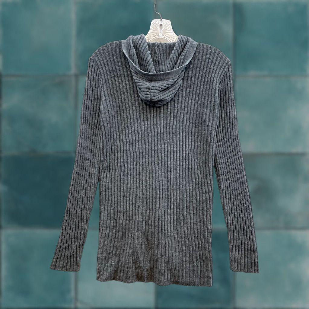 Vintage VINTAGE 90s Cardigan Sweater M Grey Ribbed Knit Hoodie Boho Fairy Grunge Womens Size M / US 6-8 / IT 42-44 - 1 Thumbnail