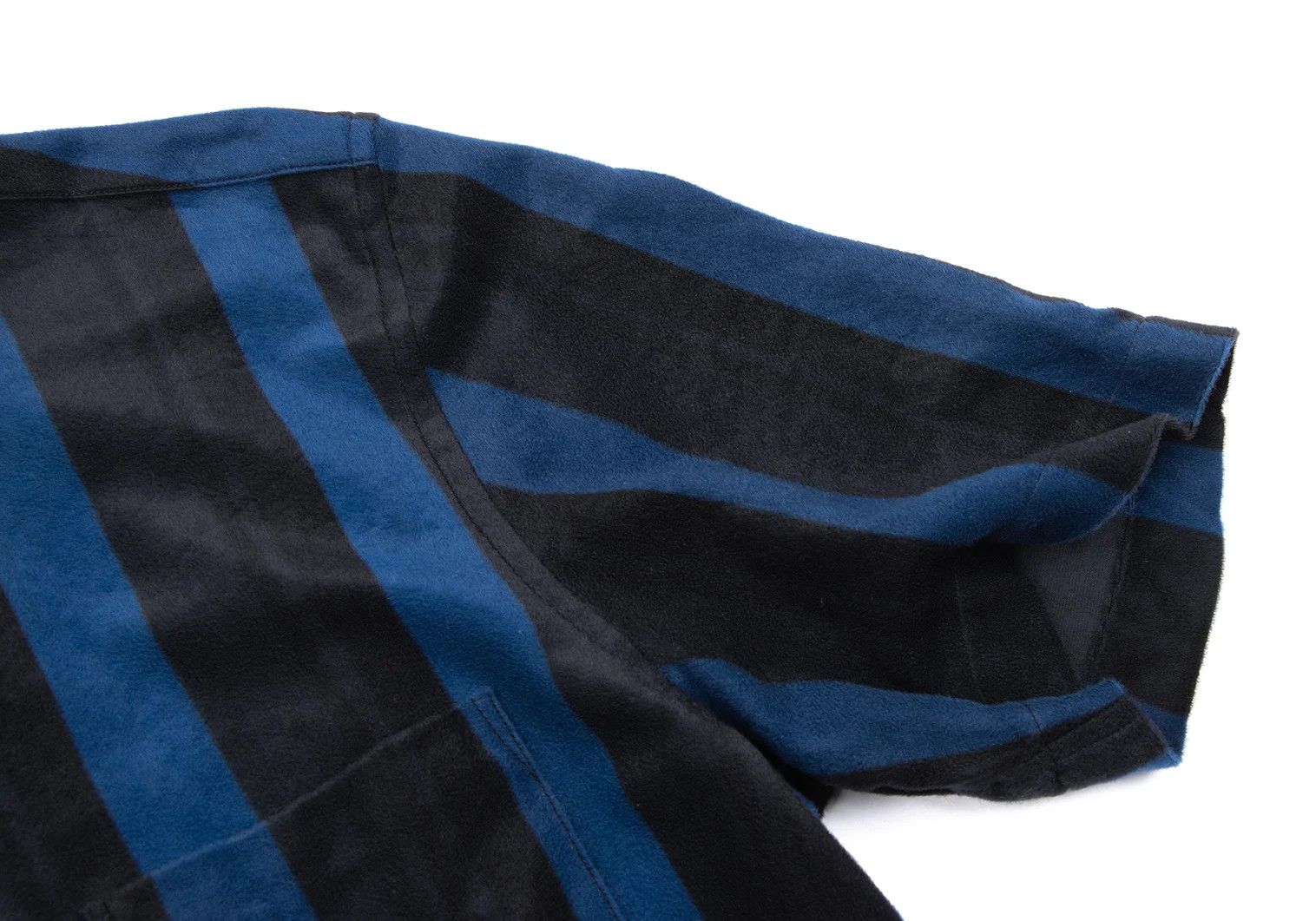 Comme des Garcons Homme Plus Nylon Pile Stripe Open Collar Short Sleeve Shirt Blue Black Size US M / EU 48-50 / 2 - 6 Thumbnail