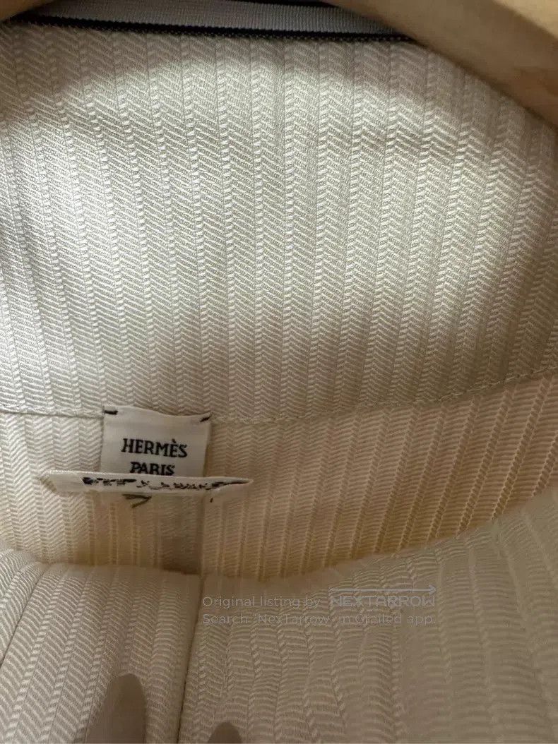 Hermes Hermes White Striped Long Coat Size XXS / US 00 / IT 34 - 3 Thumbnail