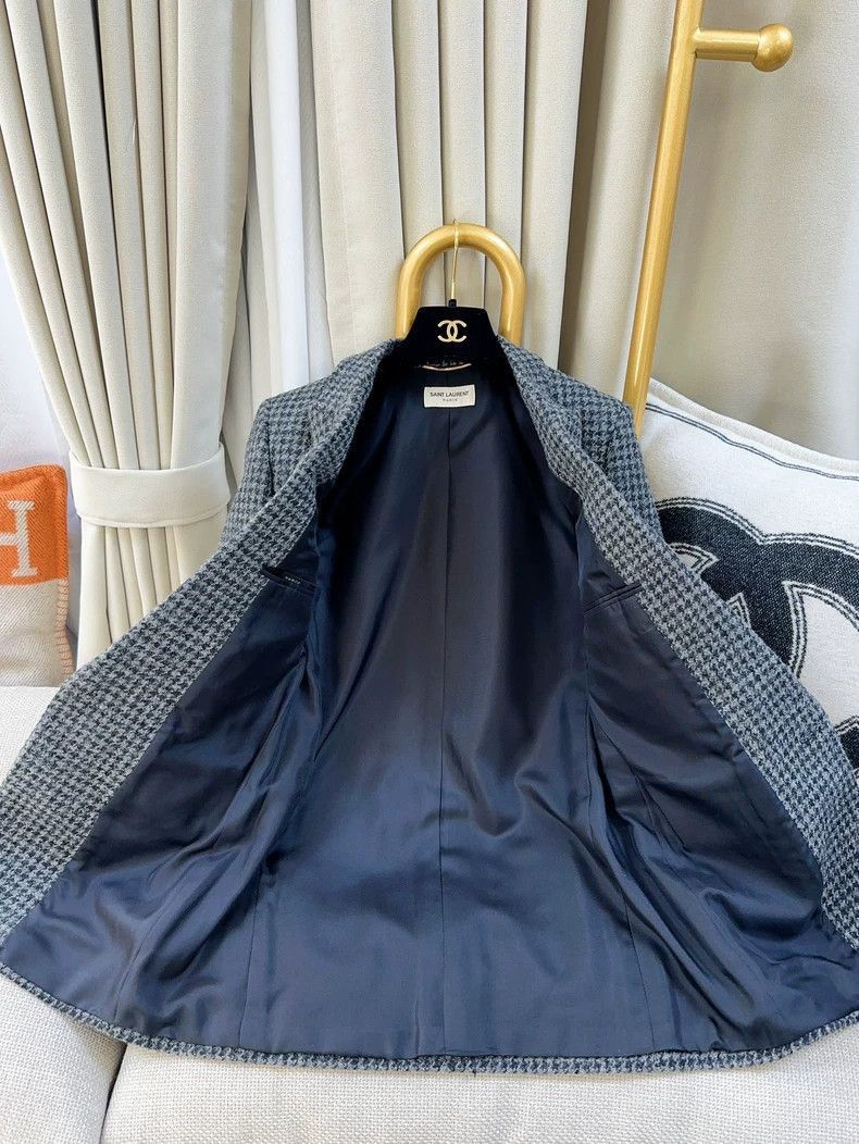 Saint Laurent Paris Saint Laurent Paris Grey houndstooth suit jacket-2506 Size US M / EU 48-50 / 2 - 3 Thumbnail