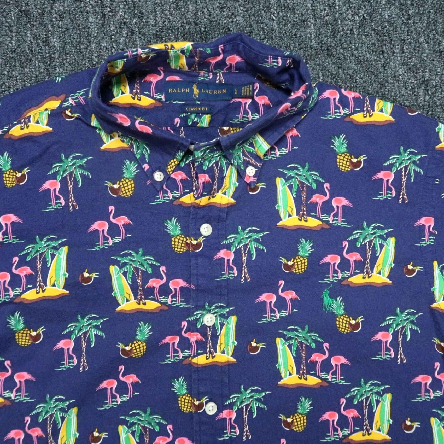 Ralph Lauren Ralph Lauren Shirt Men Large Blue Classic Button-Up Smoking Flamingo? Size US L / EU 52-54 / 3 - 2 Thumbnail