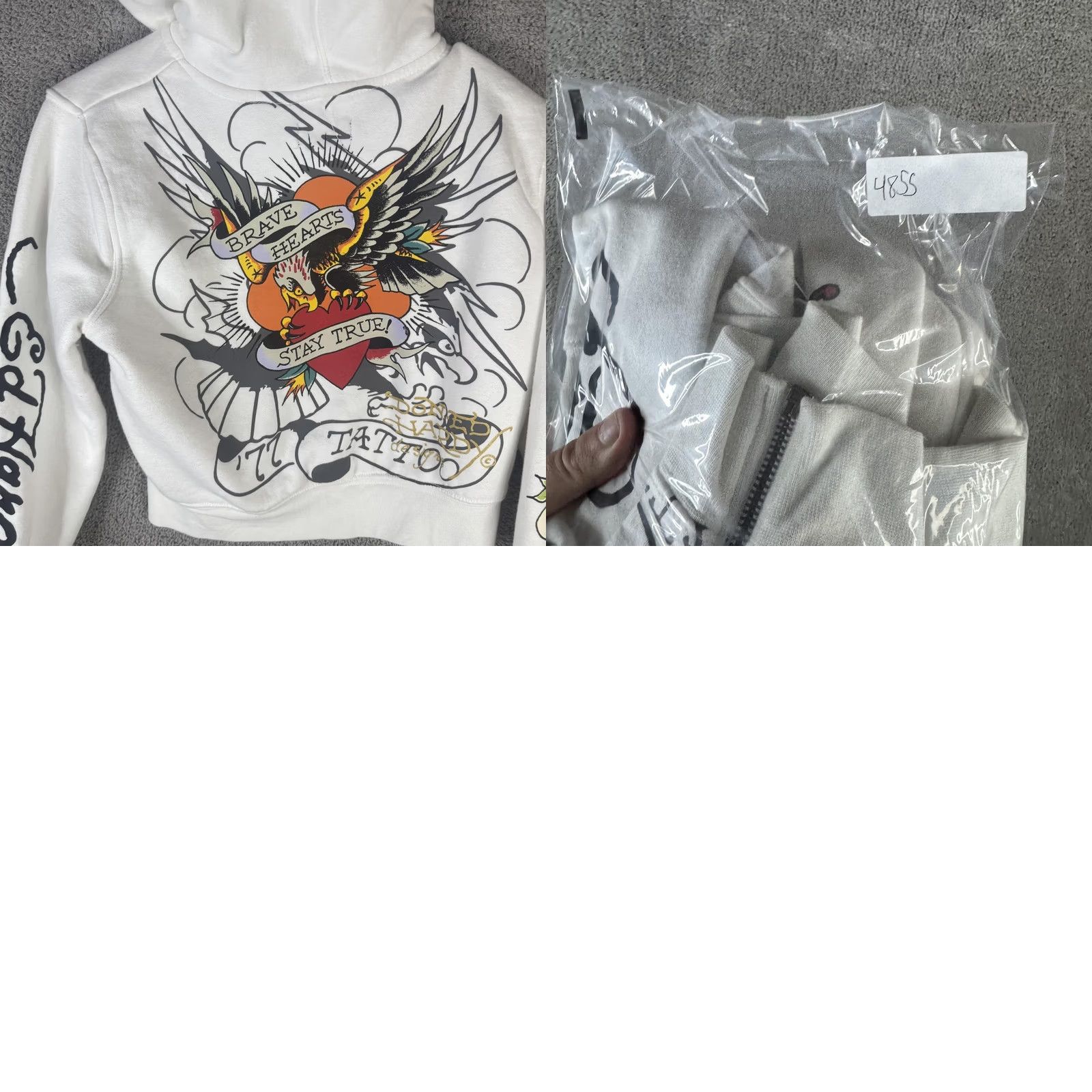 Ed Hardy Ed Hardy Hoodie Womens L White Full Zip Cropped Tattoo Eagle Graphic Fleece Size L / US 10 / IT 46 - 9 Thumbnail