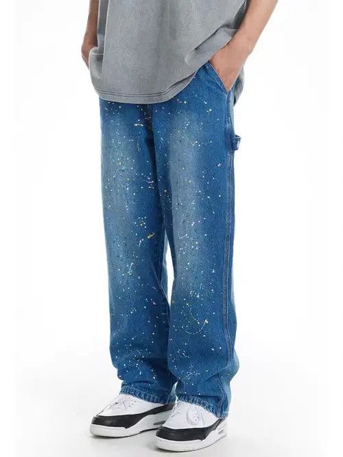 VIBE Blue gypsophila design rare splash ink jeans Size US 32 / EU 48 - 1 Thumbnail