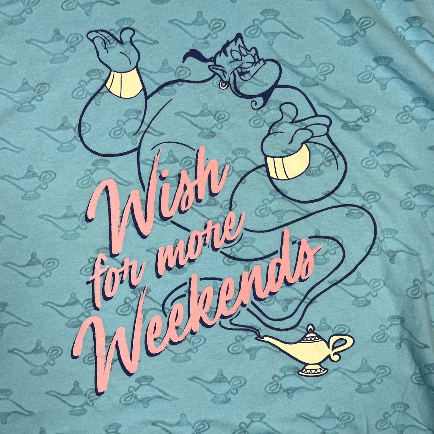 Disney VINTAGE A1 Disney Aladdin Genie Wish For More Weekends Shirt Womens 2XL Blue Size XXL / US 16-18 / IT 52-54 - 4 Thumbnail
