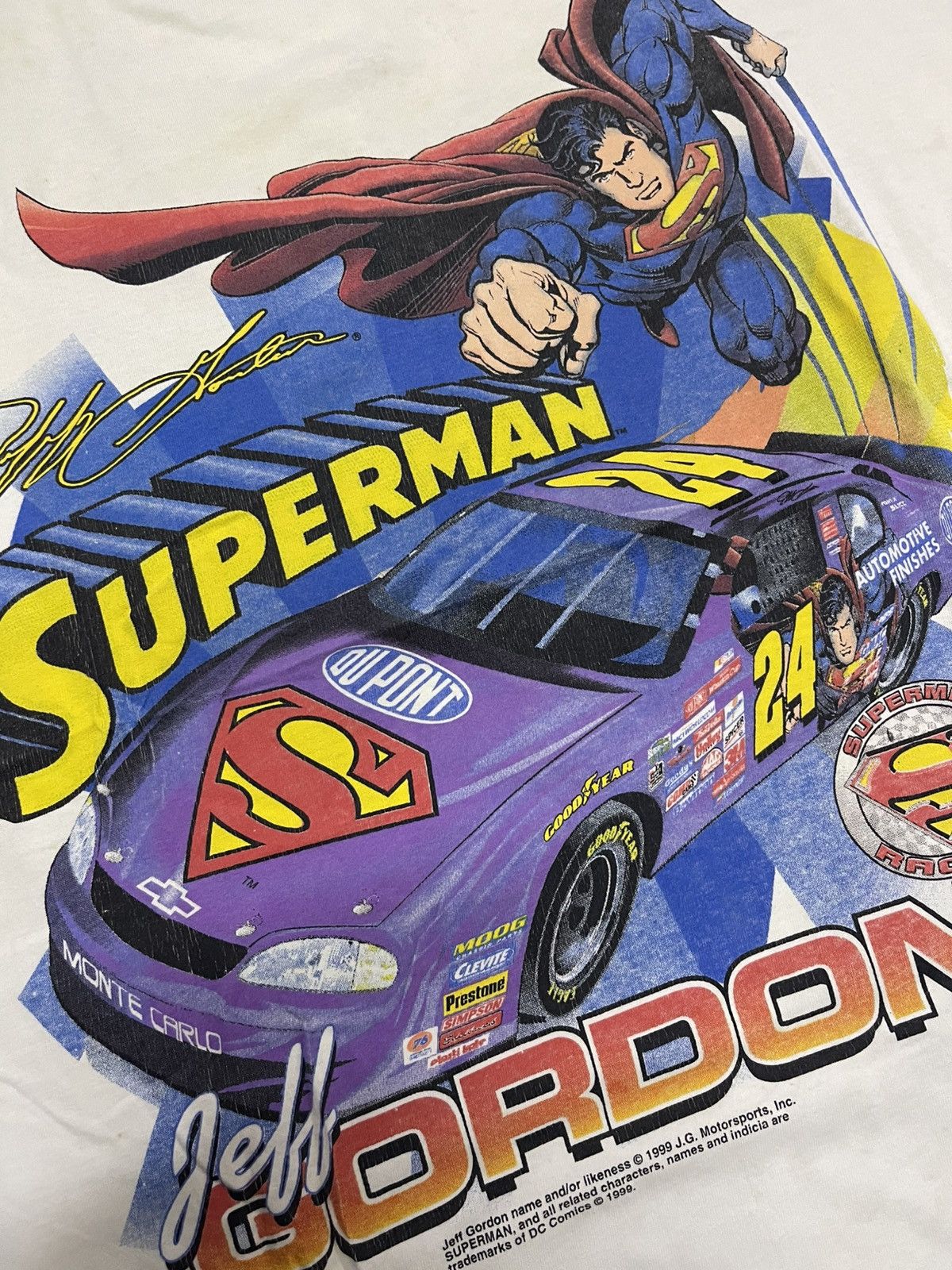vintage Distressed 1999 Jeff Gordon Superman NASCAR Racing