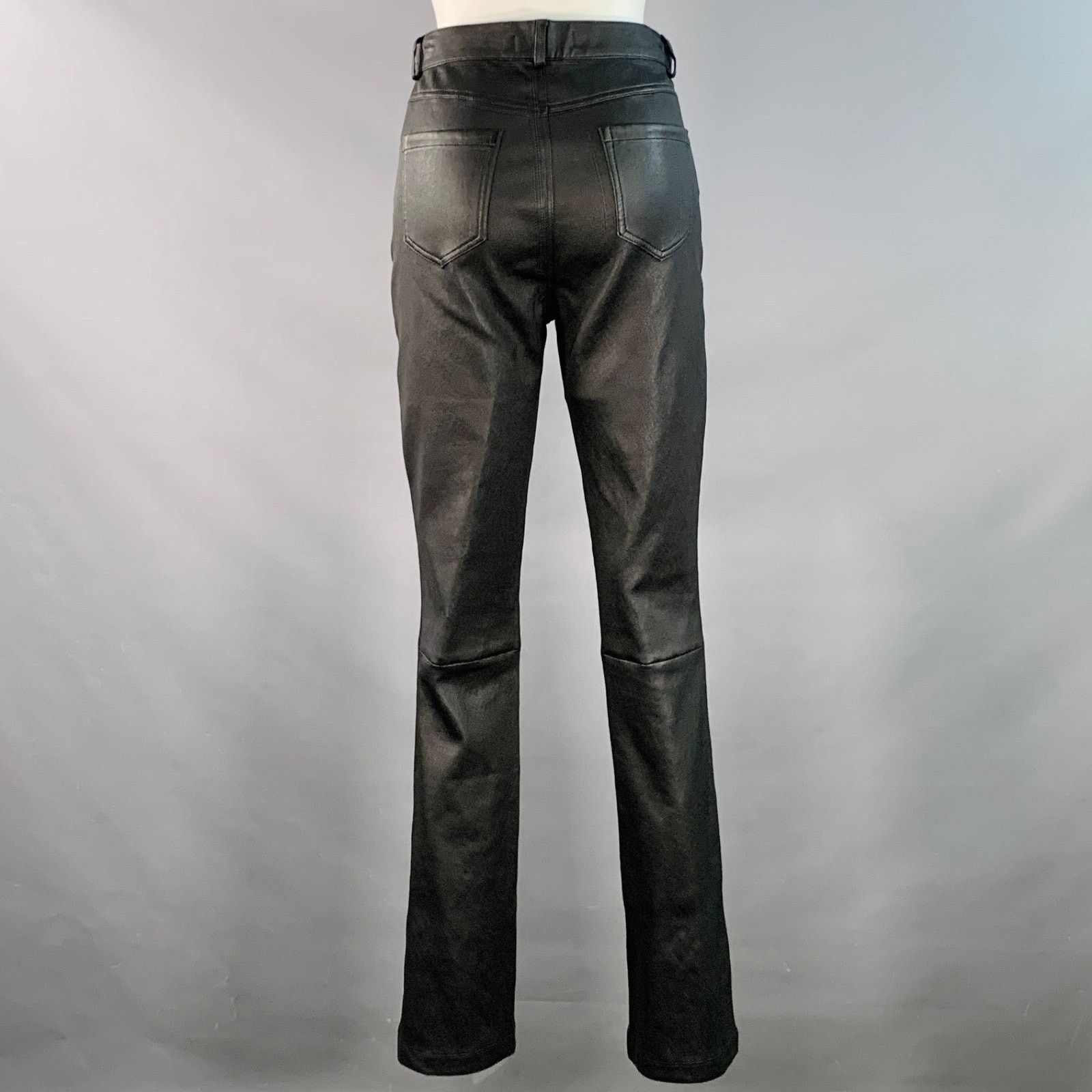 Other ALAN BILZERIAN Black Lambskin Leather Flared Casual Pants Size 27" / US 4 / IT 40 - 2 Thumbnail