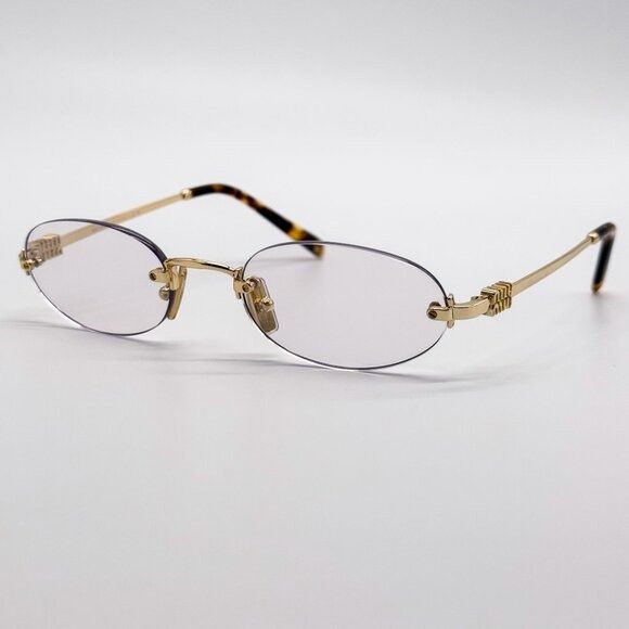 Miu Miu NEW MIU MIU SUNGLASSES MUA54S 5AK08N OVAL GOLD/CLEAR WOMEN M Size ONE SIZE - 4 Thumbnail