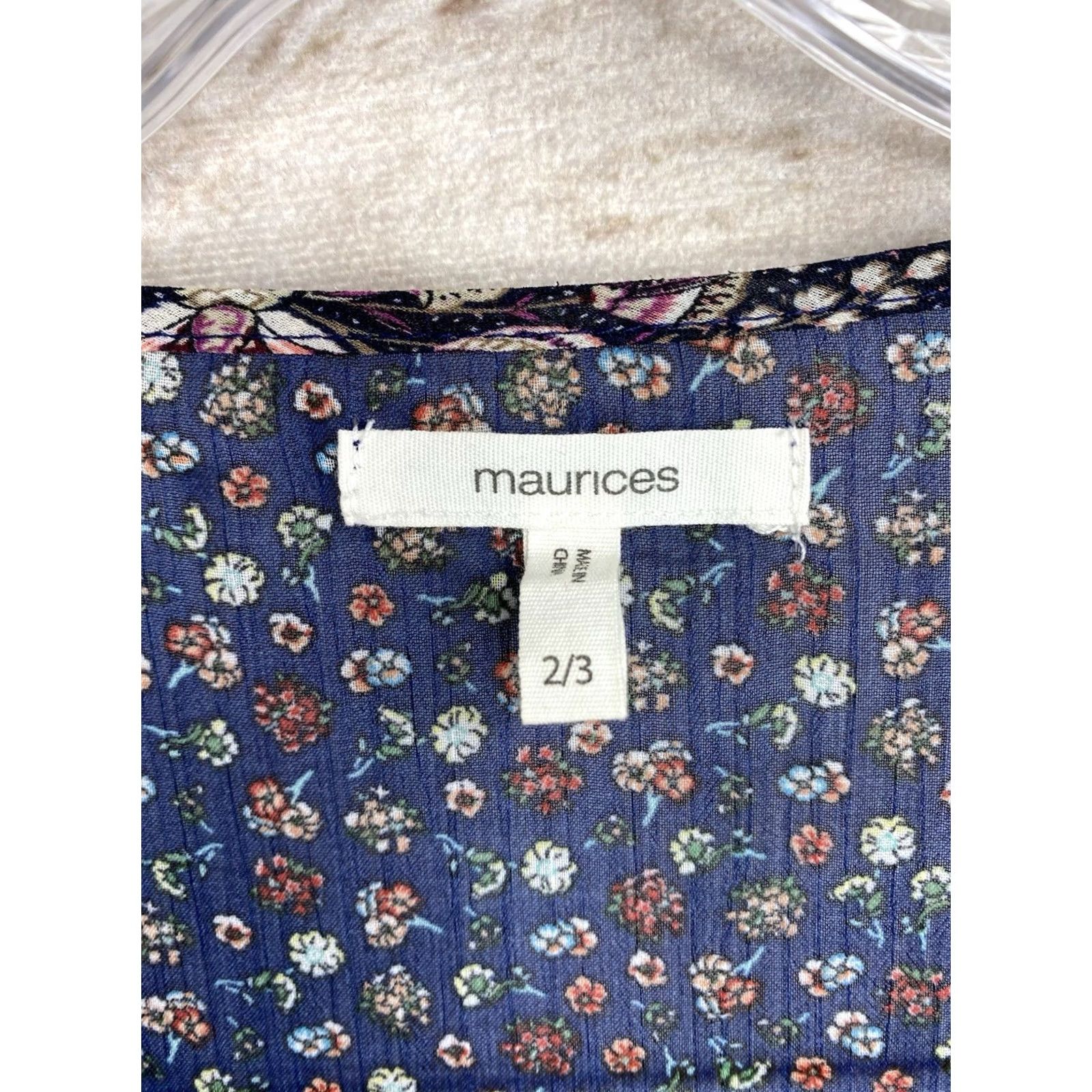 Vintage Maurices Open Front Cardigan 3X Plus Blue Floral Bohemian Sheer Bell Sleeve Chiffon Lightweight Sweater Shirt Womens Size XXL / US 16-18 / IT 52-54 - 3 Thumbnail