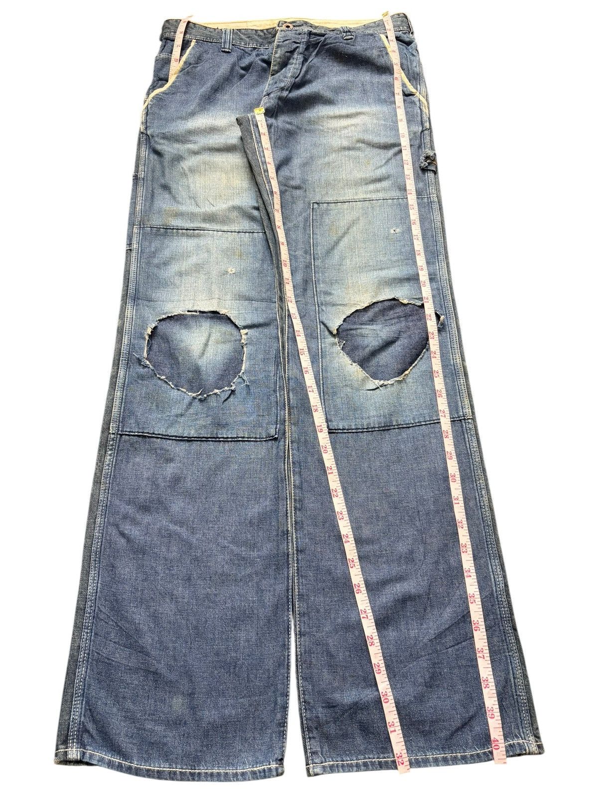 Marithe + Francois Girbaud Vintage Japanese Brand Carpenter Patch Distress Loose Jeans Size 31" - 7 Thumbnail