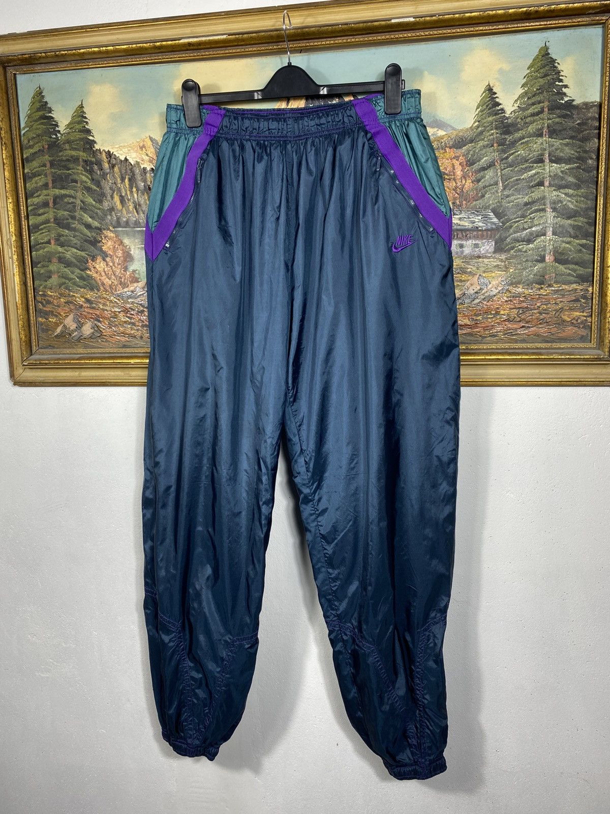 Nike × Vintage Nike Vintage 90s Trousers Sweatpant Nylon Parachute Grey Tag Size US 38 / EU 54 - 3 Thumbnail