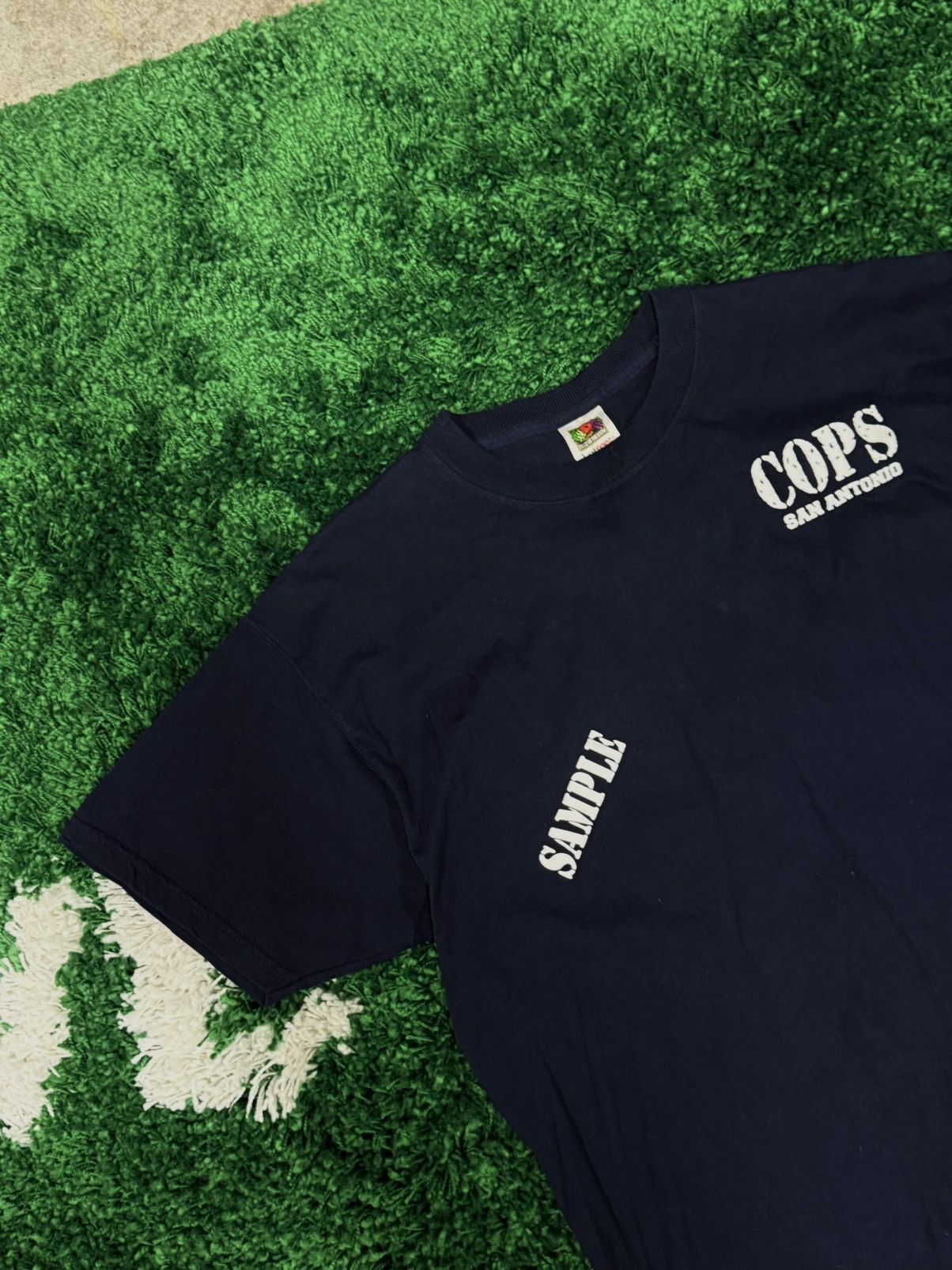 Vintage Vintage Fruit of The Loom Cops Sample Tee Navy XL Police Size US XL / EU 56 / 4 - 2 Thumbnail