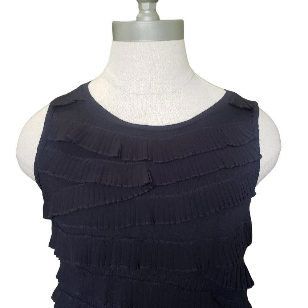 Chicos CT755 Chico's Black Ruffled Front Tank Top S Size S / US 4 / IT 40 - 2 Thumbnail