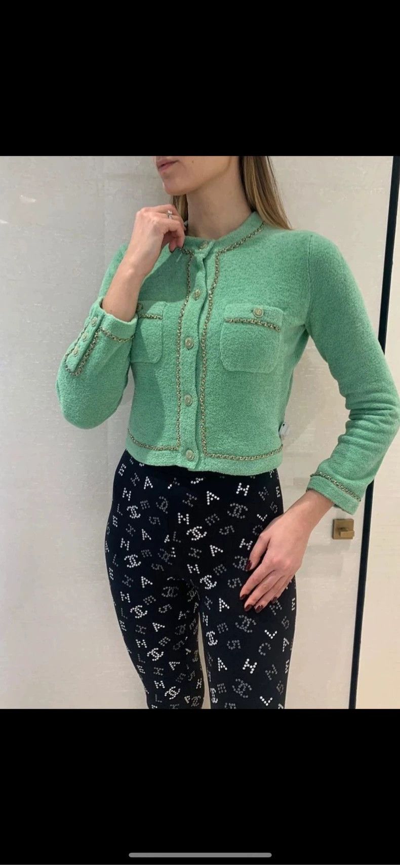Chanel Chanel Avocado green leather chain cardigan jacket 2504-Nex Size XS / US 0-2 / IT 36-38 - 8 Thumbnail