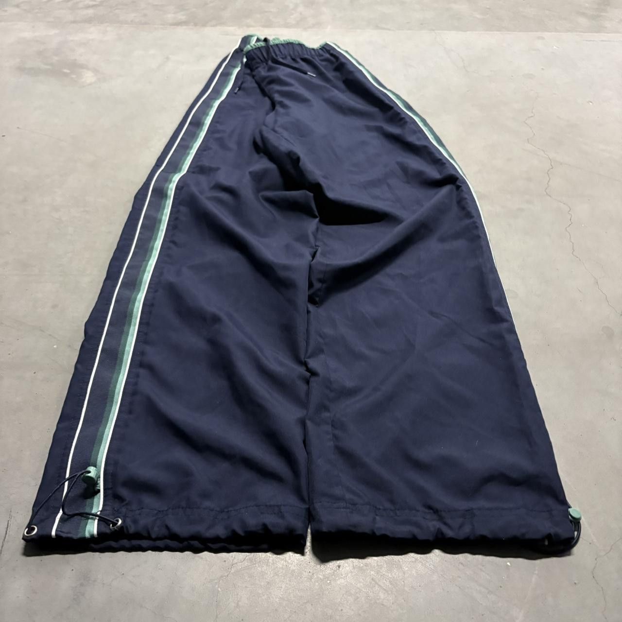 Japanese Brand × Vintage Crazy Vintage Y2K/2000s Baggy Navy Blue Striped Track pants with adjustable Waistband! Size US 32 / EU 48 - 2 Thumbnail