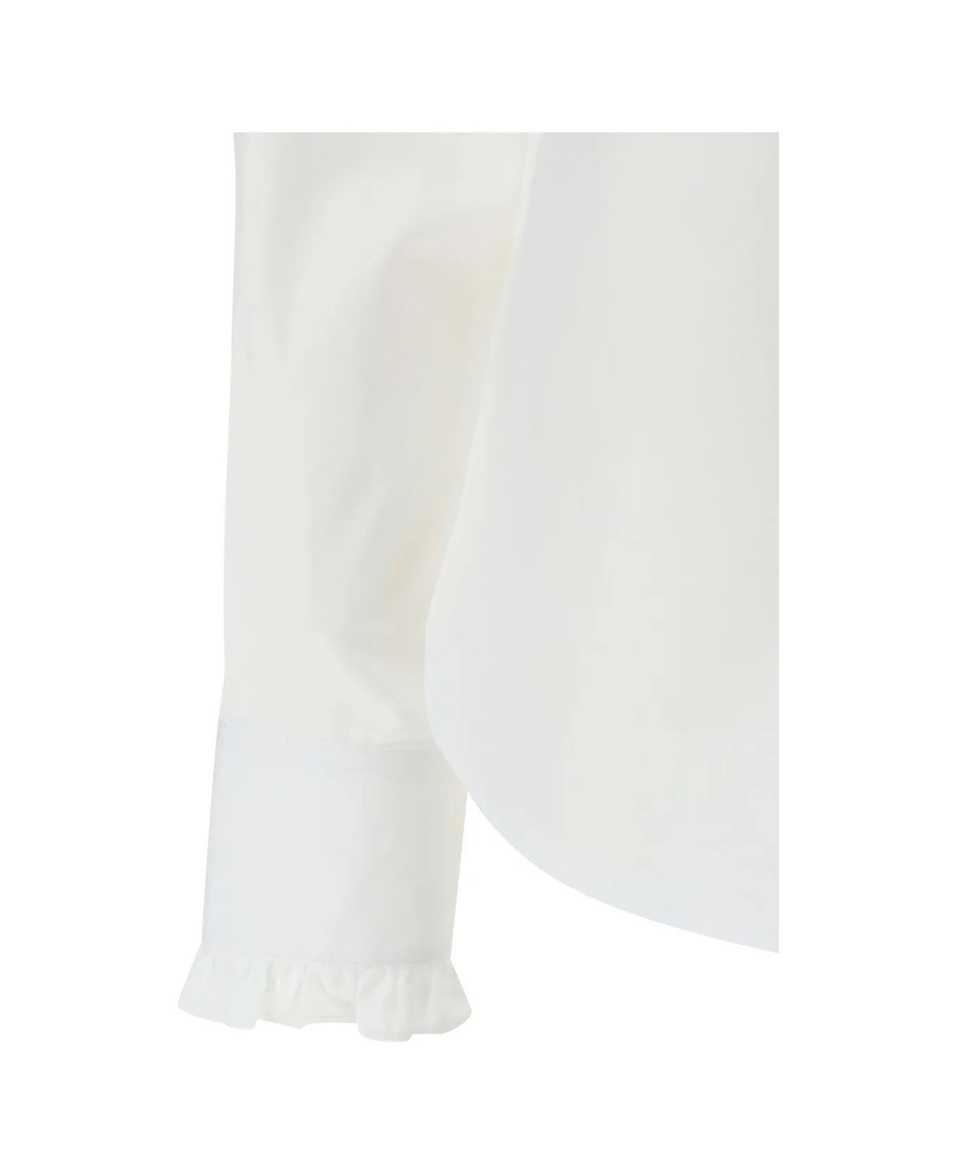 Saint Laurent Paris oc11z1125 Ruffled Shirt In Cotton Poplin in White Size M / US 6-8 / IT 42-44 - 3 Thumbnail