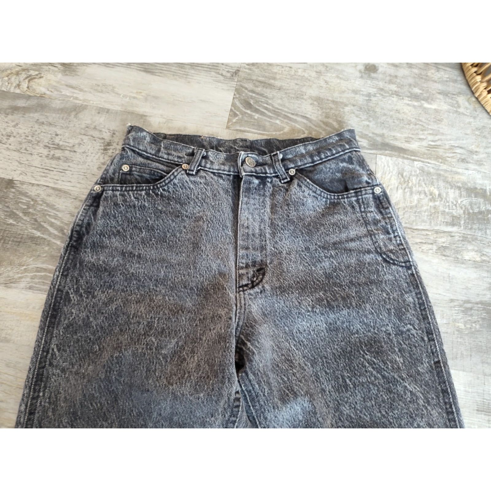 Lee VINTAGE Lee Riders M.R. Lee Rider Jeans Womens 28x30 High Waist 80s Acid Wash Black 11 USA Mens? Size 32" / US 10 / IT 46 - 4 Thumbnail