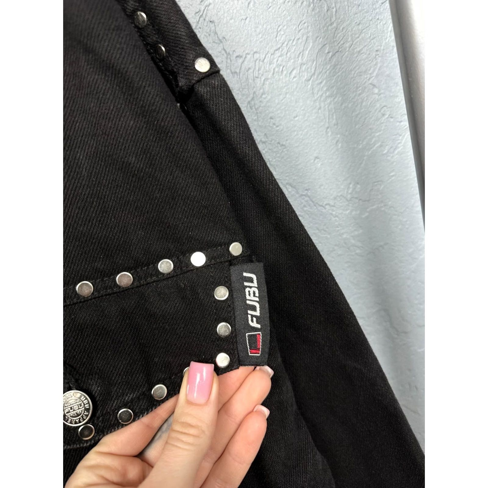 Fubu FUBU 90s Vintage Mens Heavy Denim Jacket XL Black Denim Jacket Jeans Windbreaker Mens XL Velcro Zip Size US XL / EU 56 / 4 - 3 Thumbnail