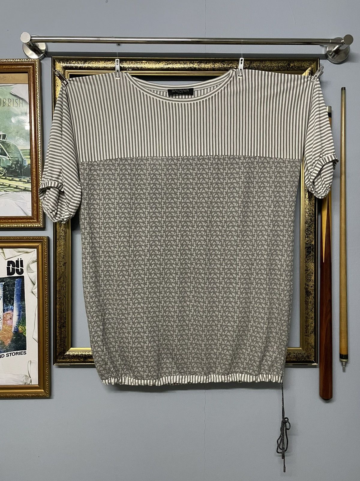 Balmain Vintage Designer Balmain Paris White Star Pattern Tshirt Size US L / EU 52-54 / 3 - 1 Thumbnail
