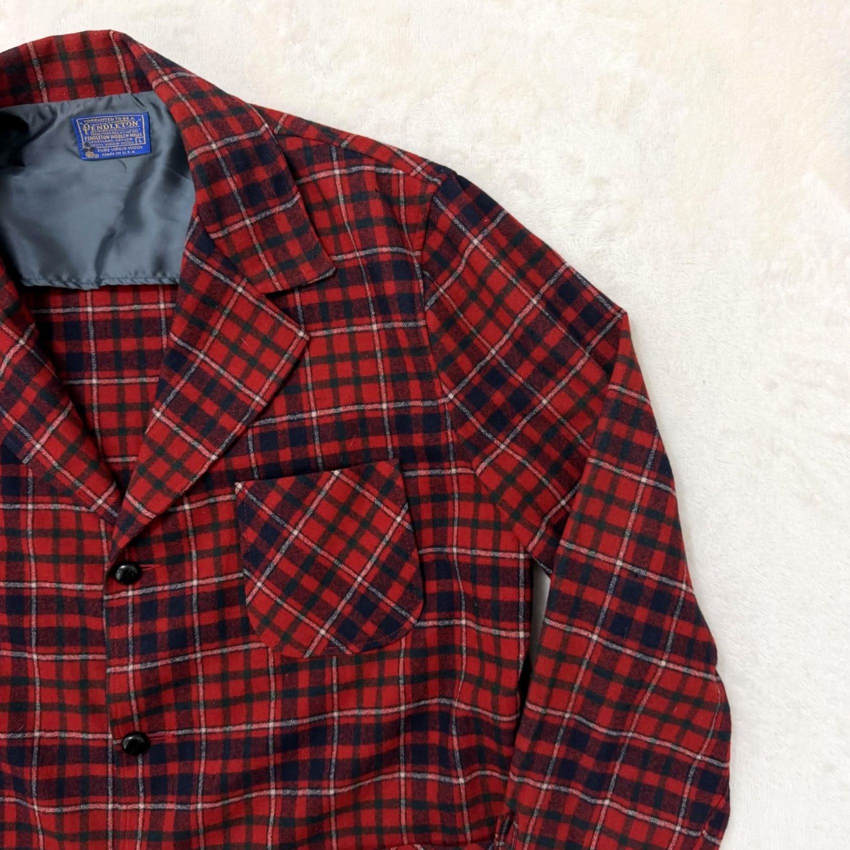 Pendleton VINTAGE Pendleton Blazer Sport Coat Mens Large Red Plaid Wool Jacket Made USA Size 42R - 3 Thumbnail