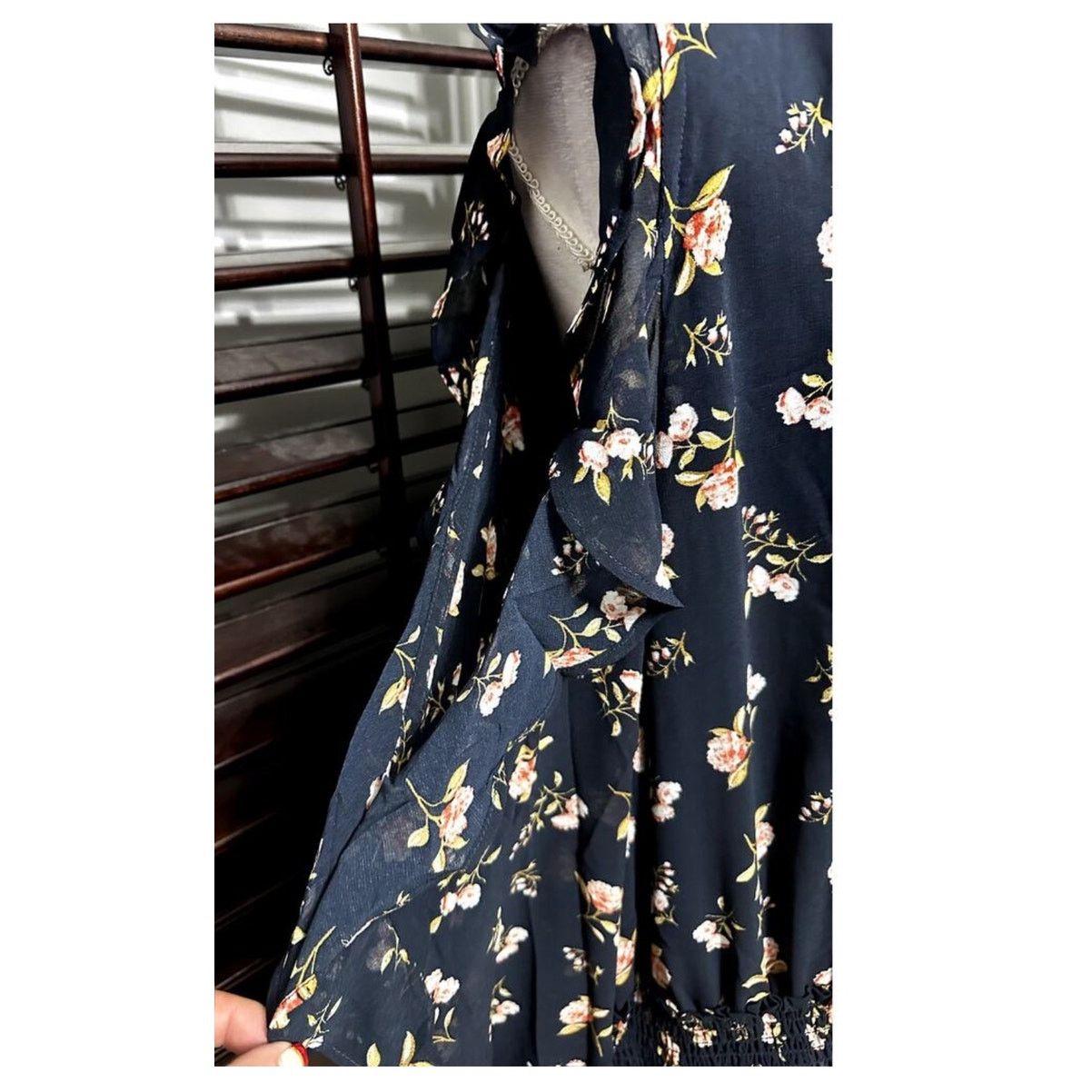 Other 1. State Navy Floral Ruffled Cold Shoulder Midi Dress 3X NWT Size 3XL / US 20-22 - 5 Thumbnail